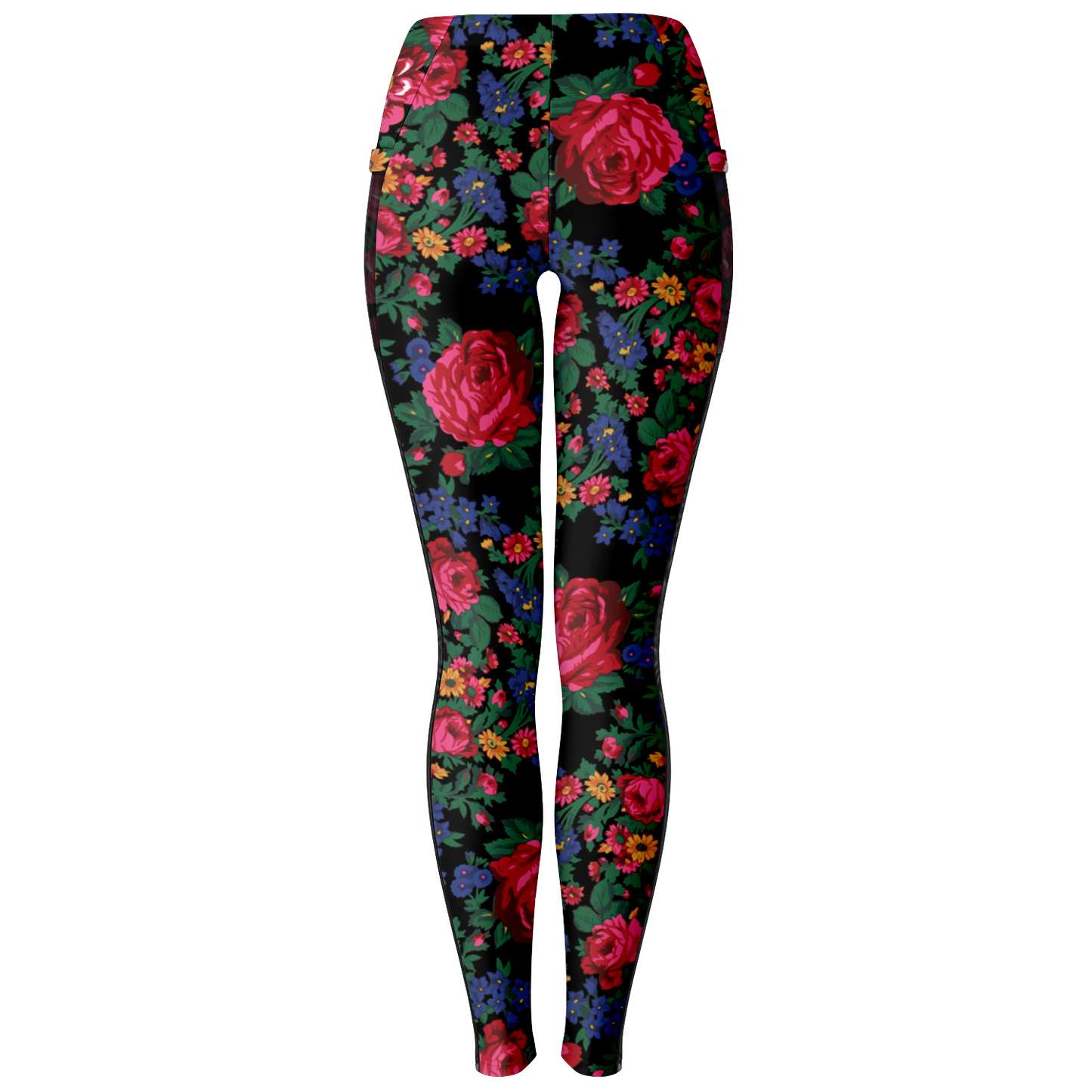 Kokum Floral (Black) - Side Mesh with Pocket Legging