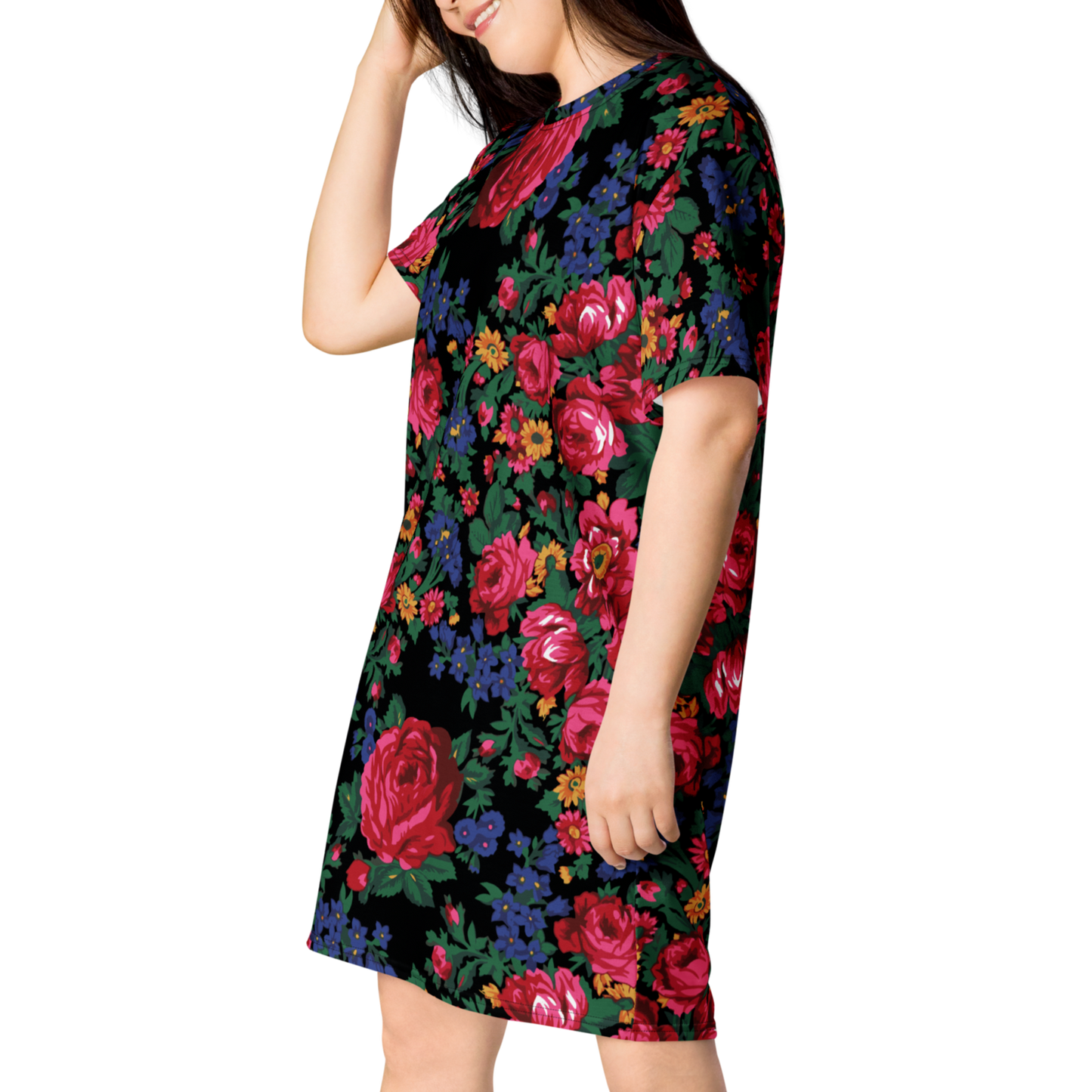 Kokum Floral (Black) - T-shirt Dress