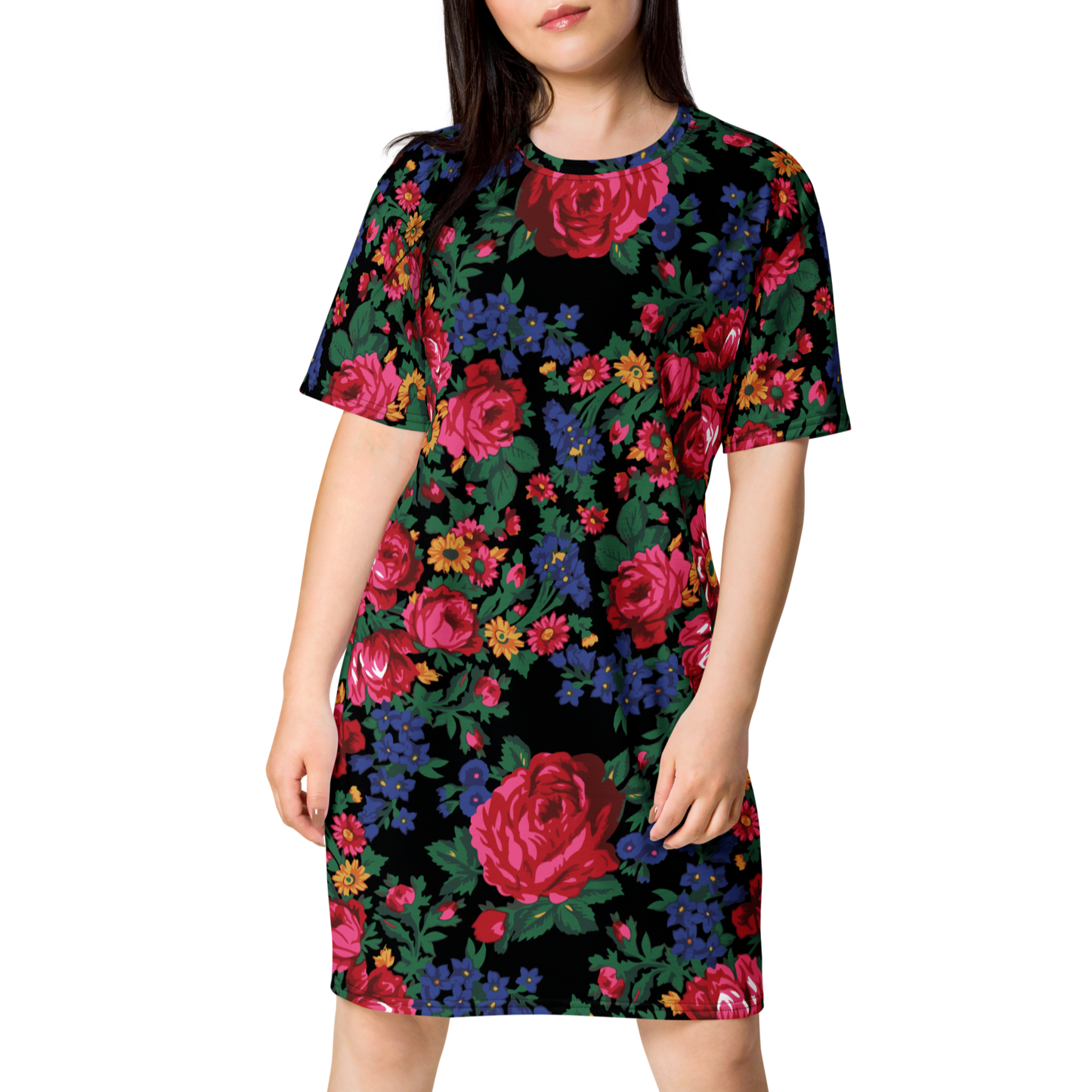 Kokum Floral (Black) - T-shirt Dress