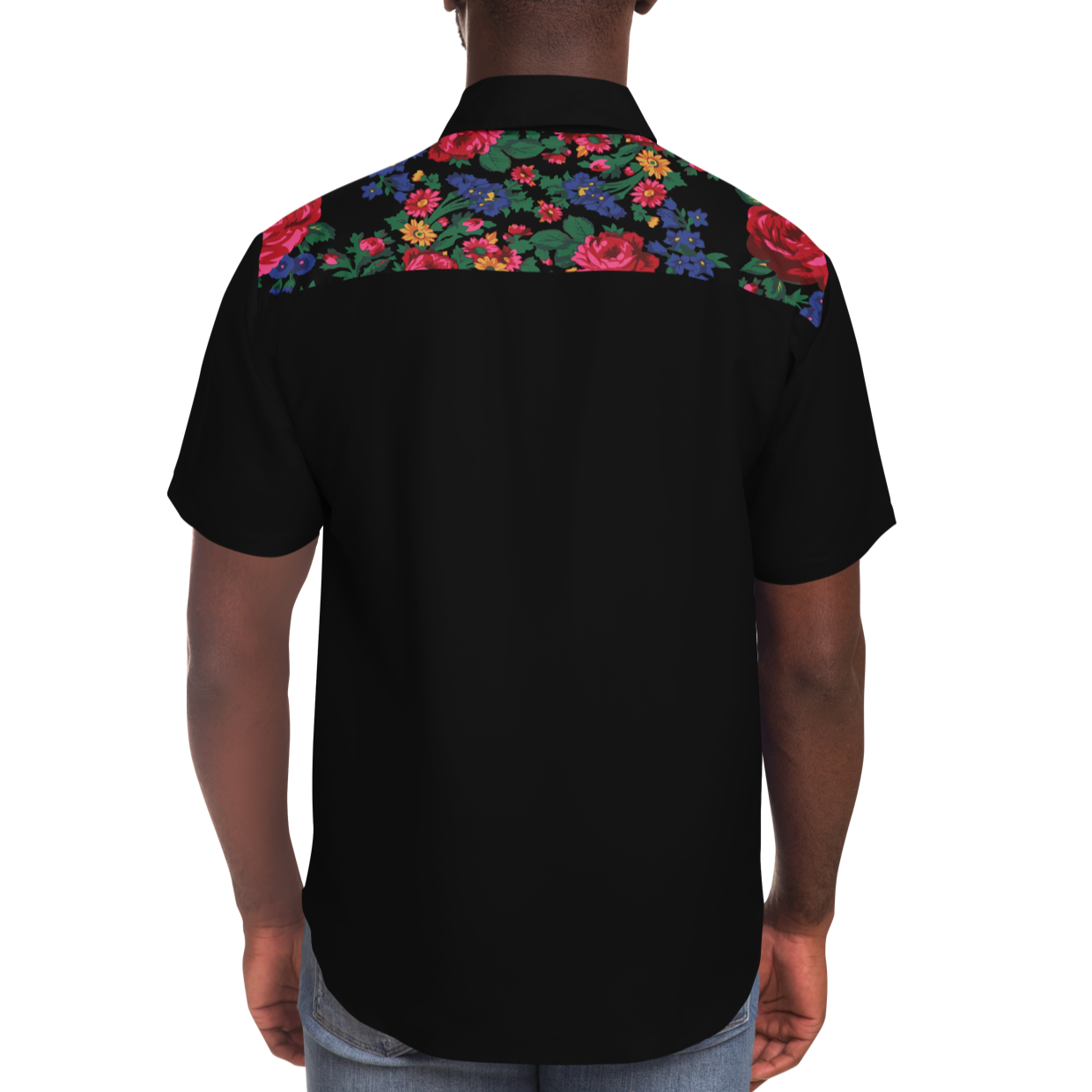 Kokum Floral (Black) - Unisex Camp Collar Shirt