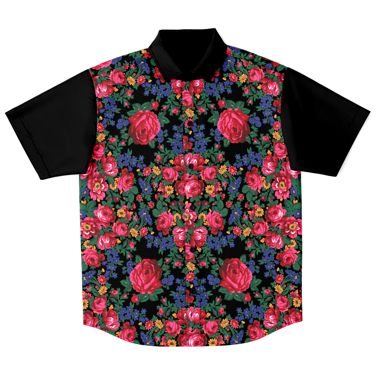 Kokum Floral (Black) - Unisex Camp Collar Shirt