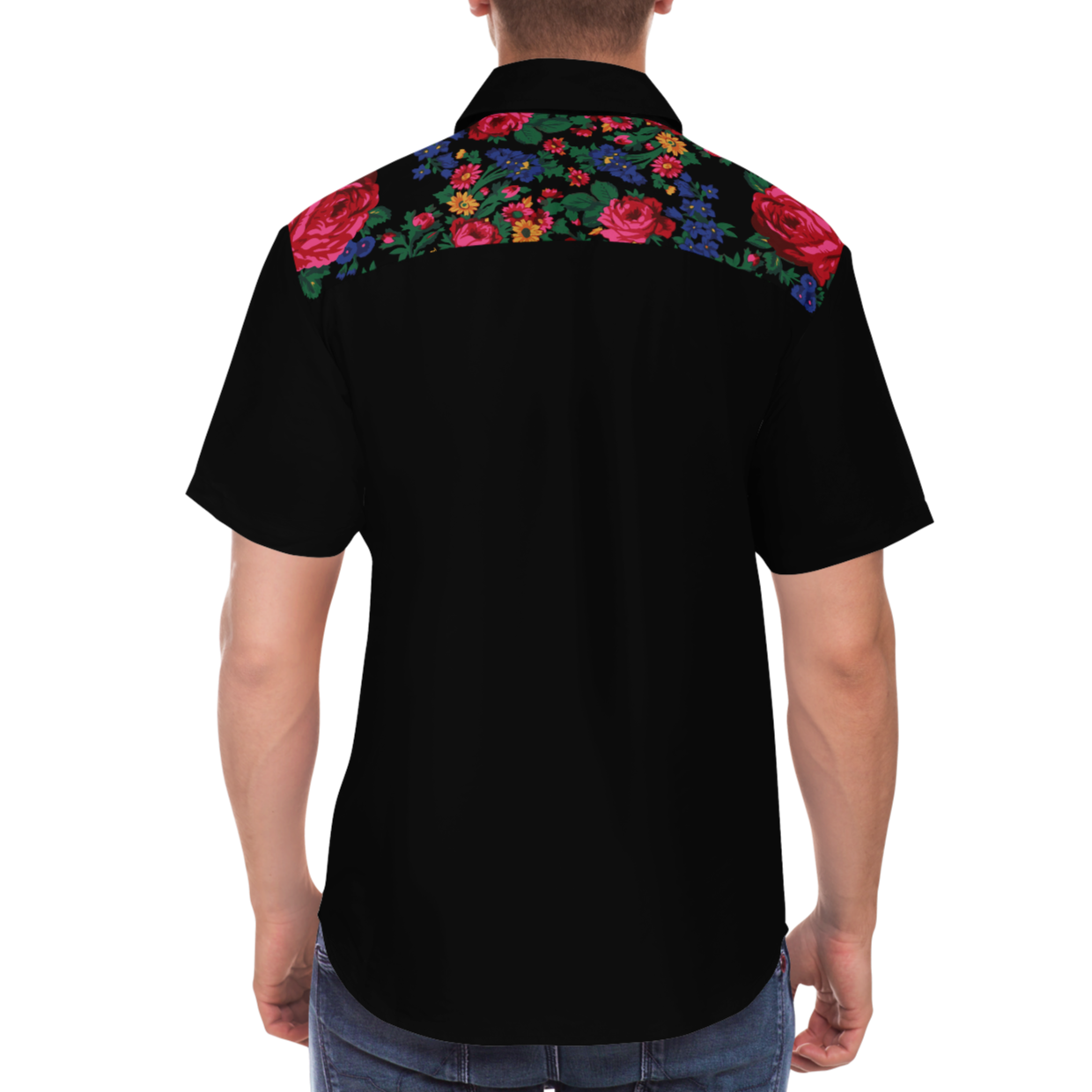 Kokum Floral (Black) - Unisex Camp Collar Shirt