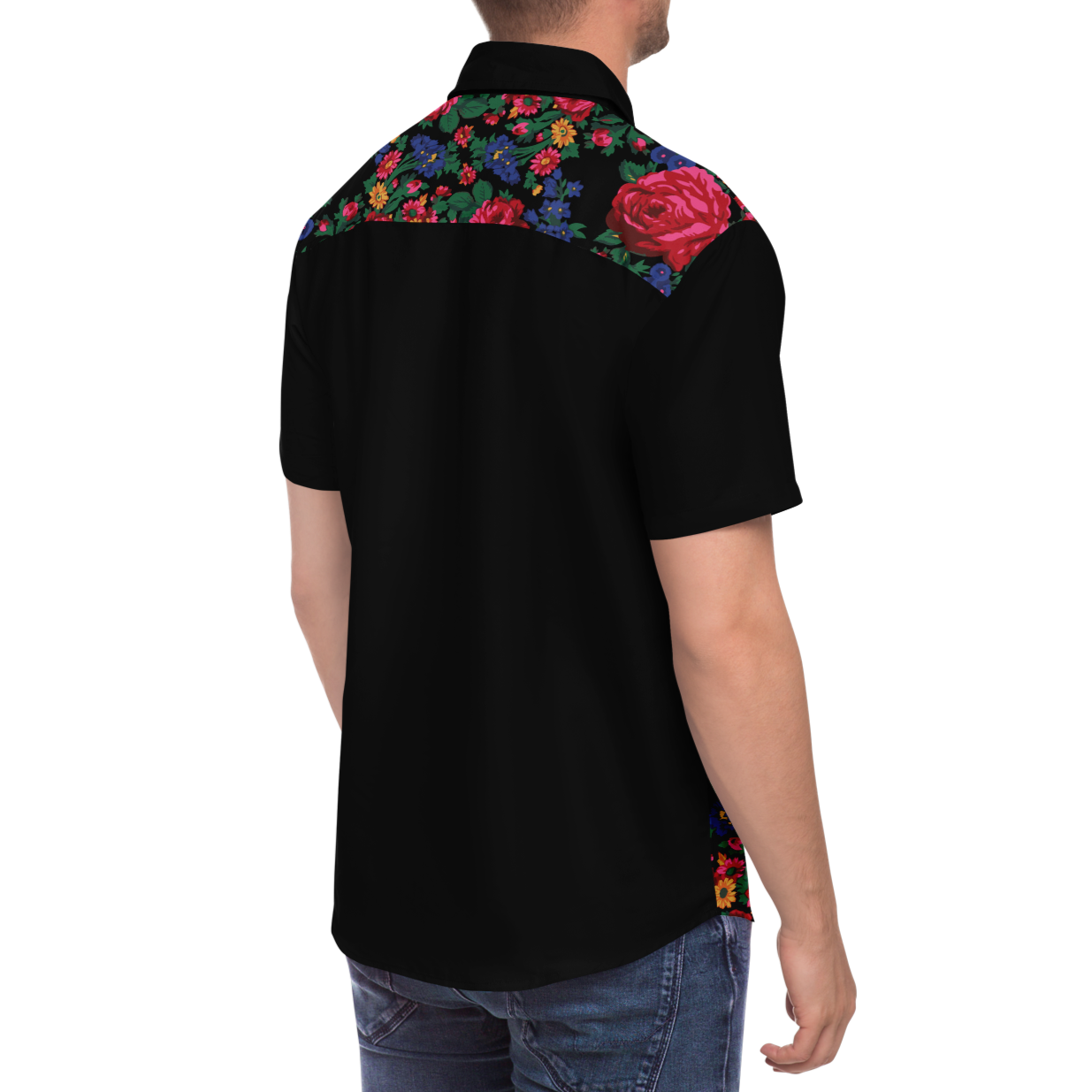 Kokum Floral (Black) - Unisex Camp Collar Shirt