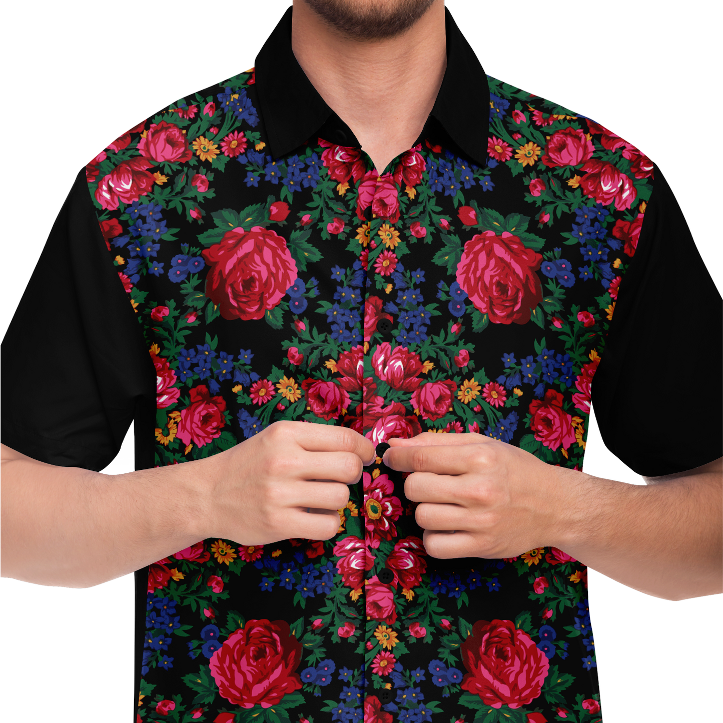 Kokum Floral (Black) - Unisex Camp Collar Shirt
