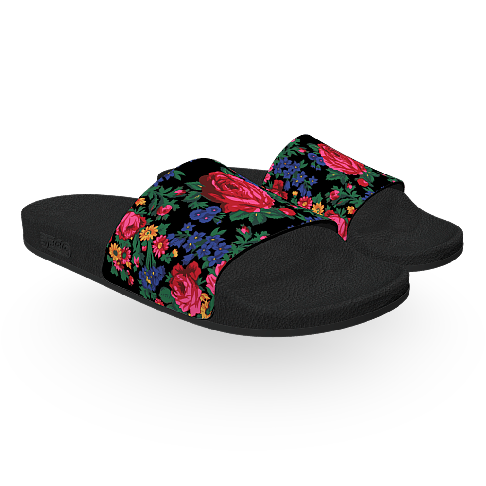 Kokum Floral (Black) - Unisex Slide Sandal