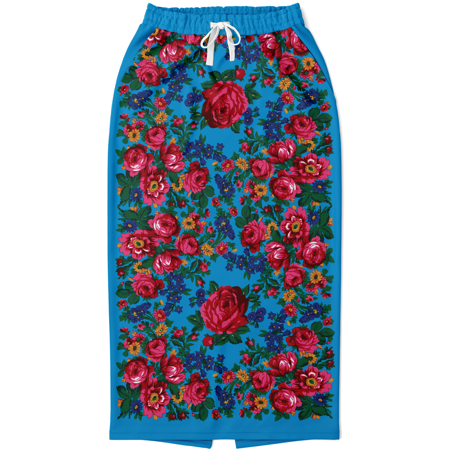 Kokum Floral (Blue) - Athletic Midi Skirt