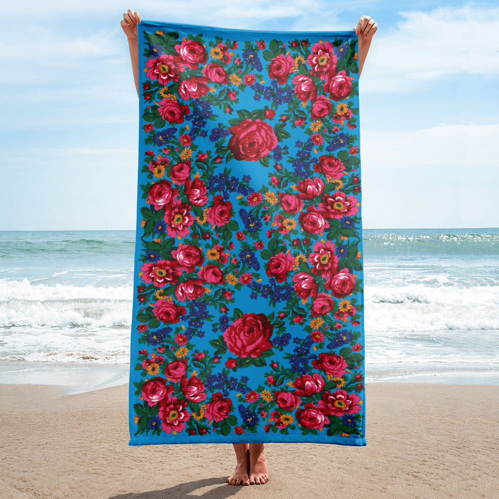 Kokum Floral (Blue) - Beach Towel