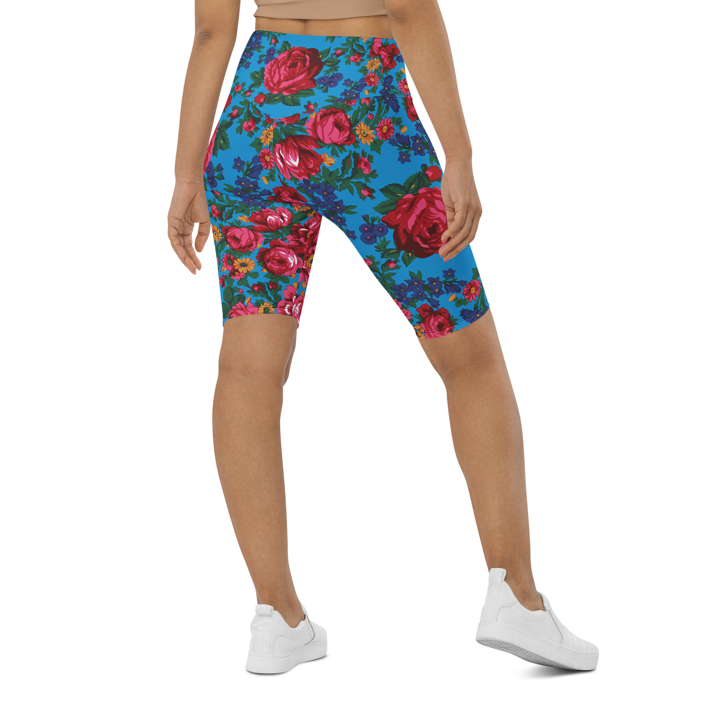 Kokum Floral (Blue) - Bike Shorts