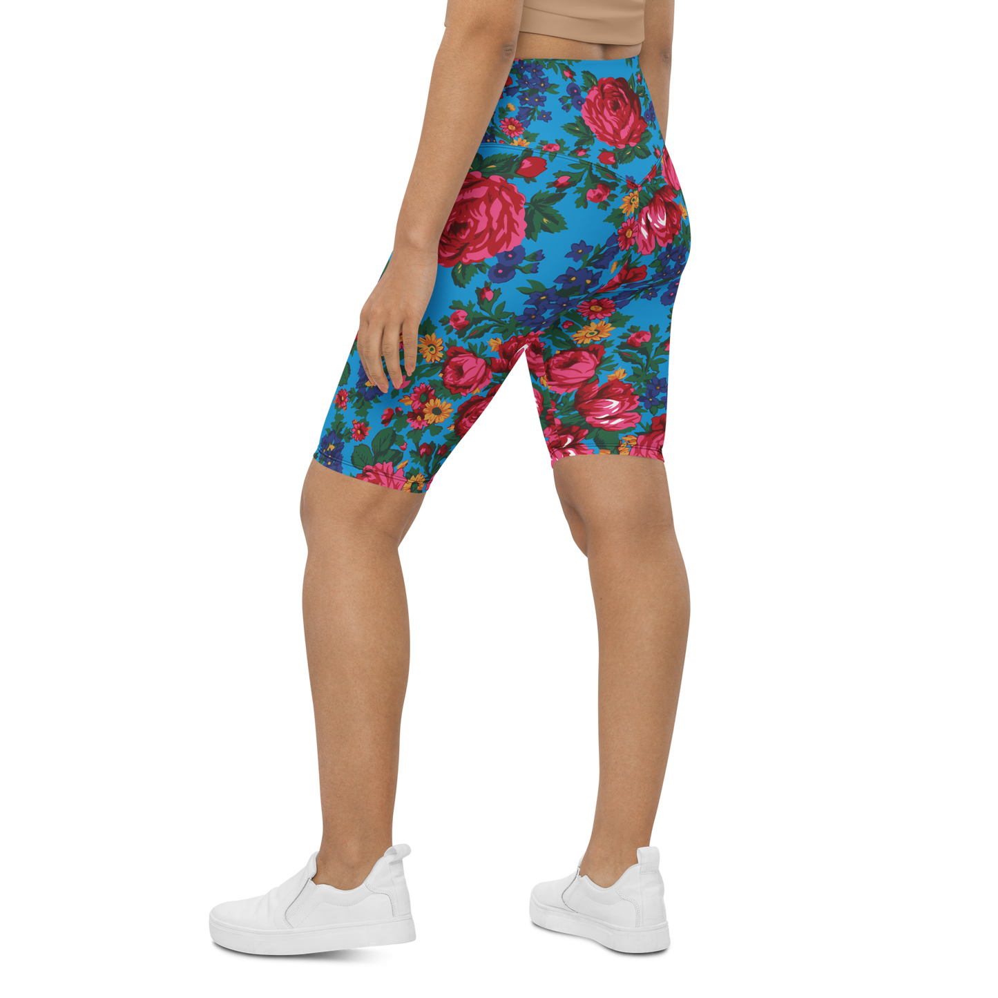 Kokum Floral (Blue) - Bike Shorts