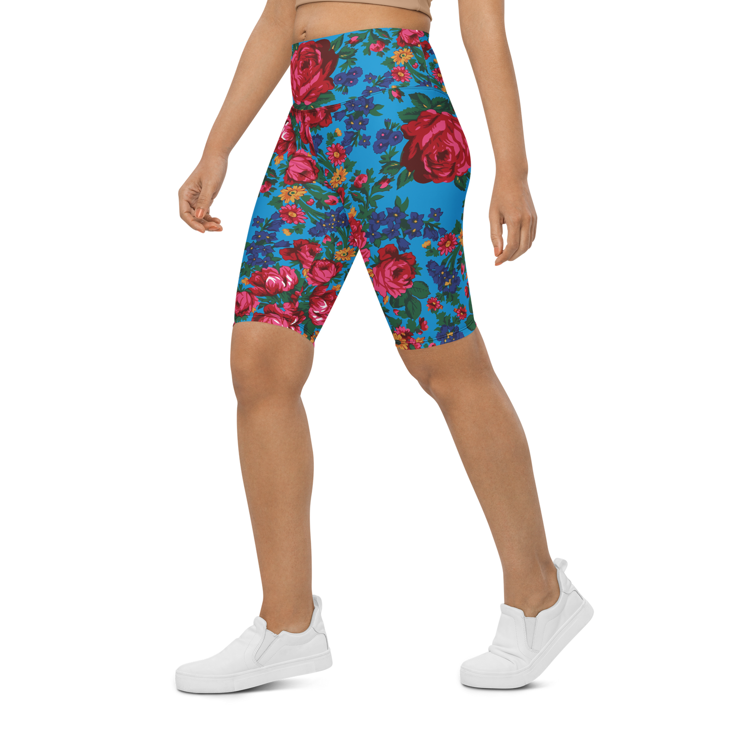 Kokum Floral (Blue) - Bike Shorts