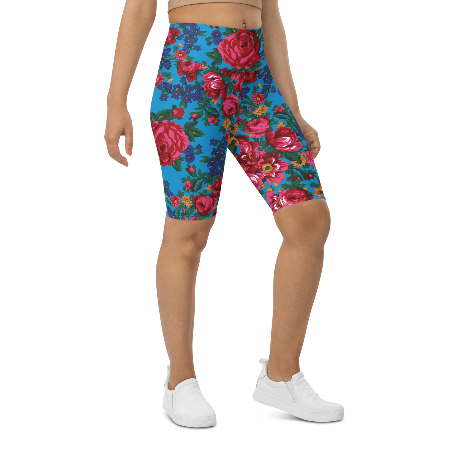 Kokum Floral (Blue) - Bike Shorts