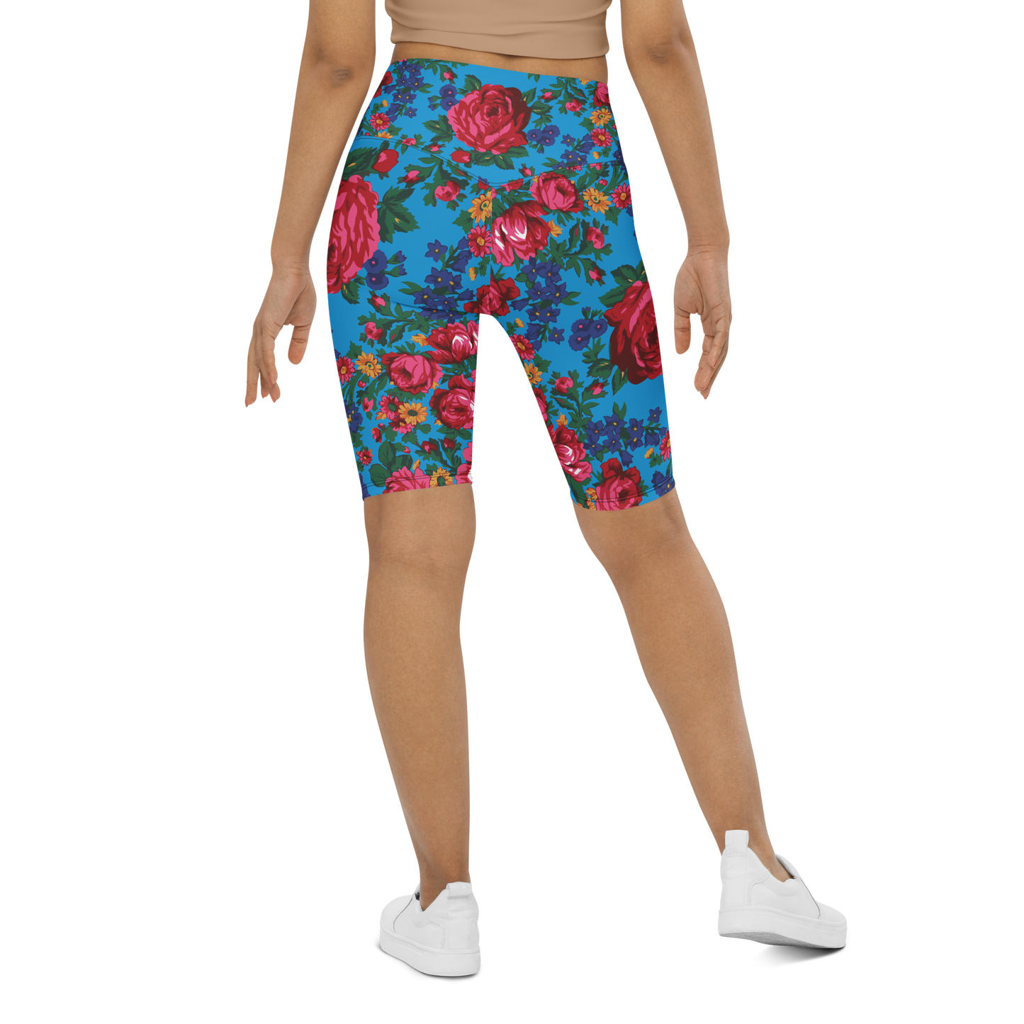 Kokum Floral (Blue) - Bike Shorts