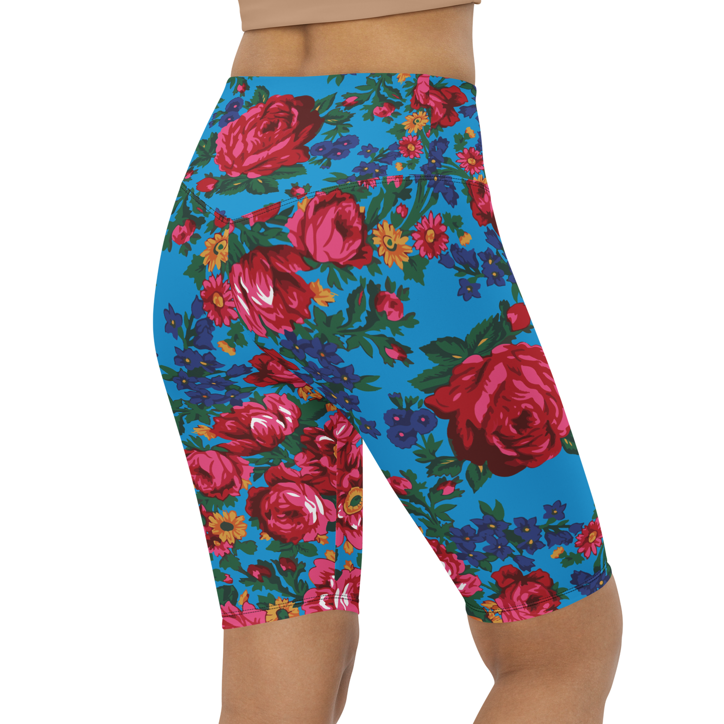 Kokum Floral (Blue) - Bike Shorts