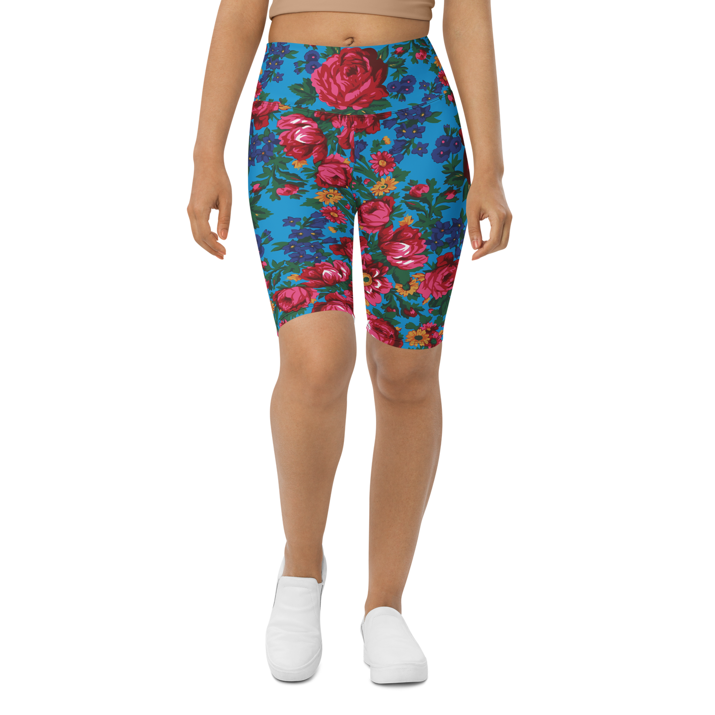 Kokum Floral (Blue) - Bike Shorts