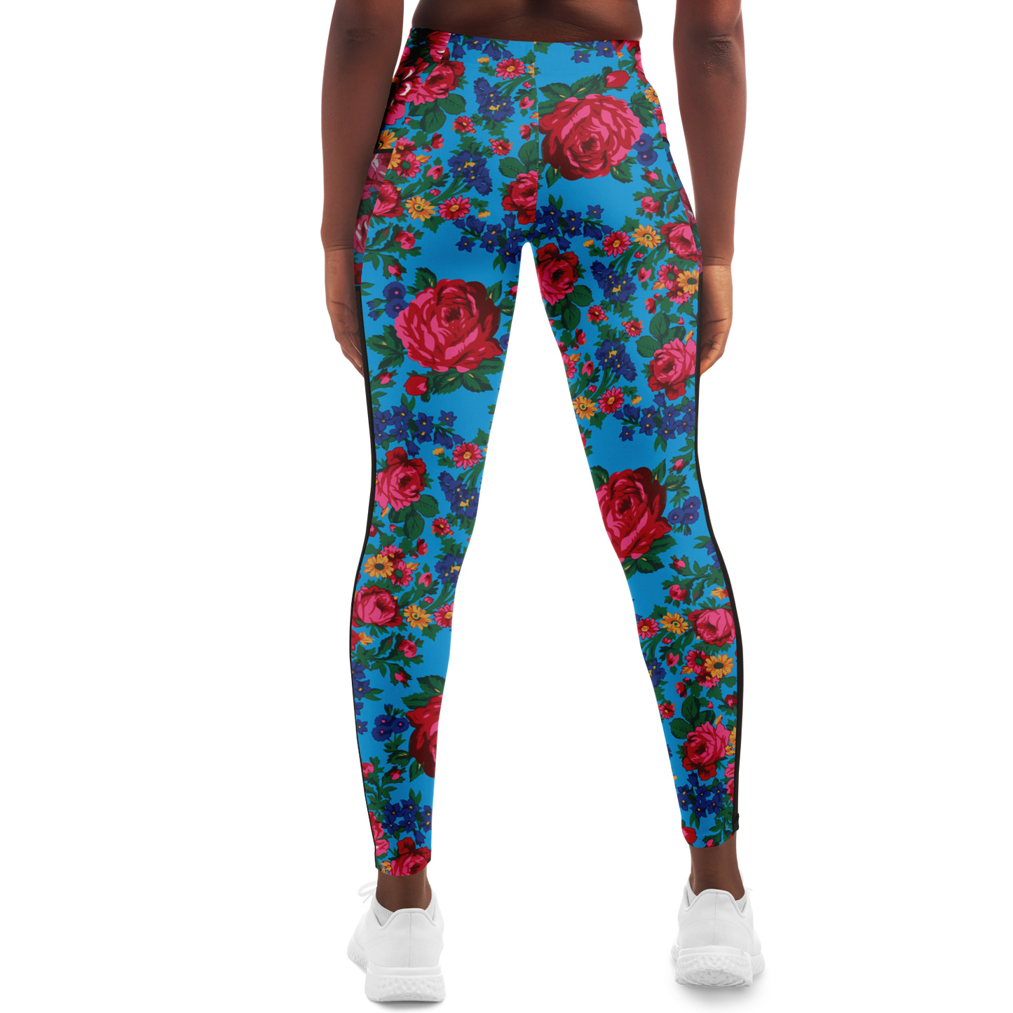 Kokum Floral (Blue) - Side Mesh with Pocket Legging