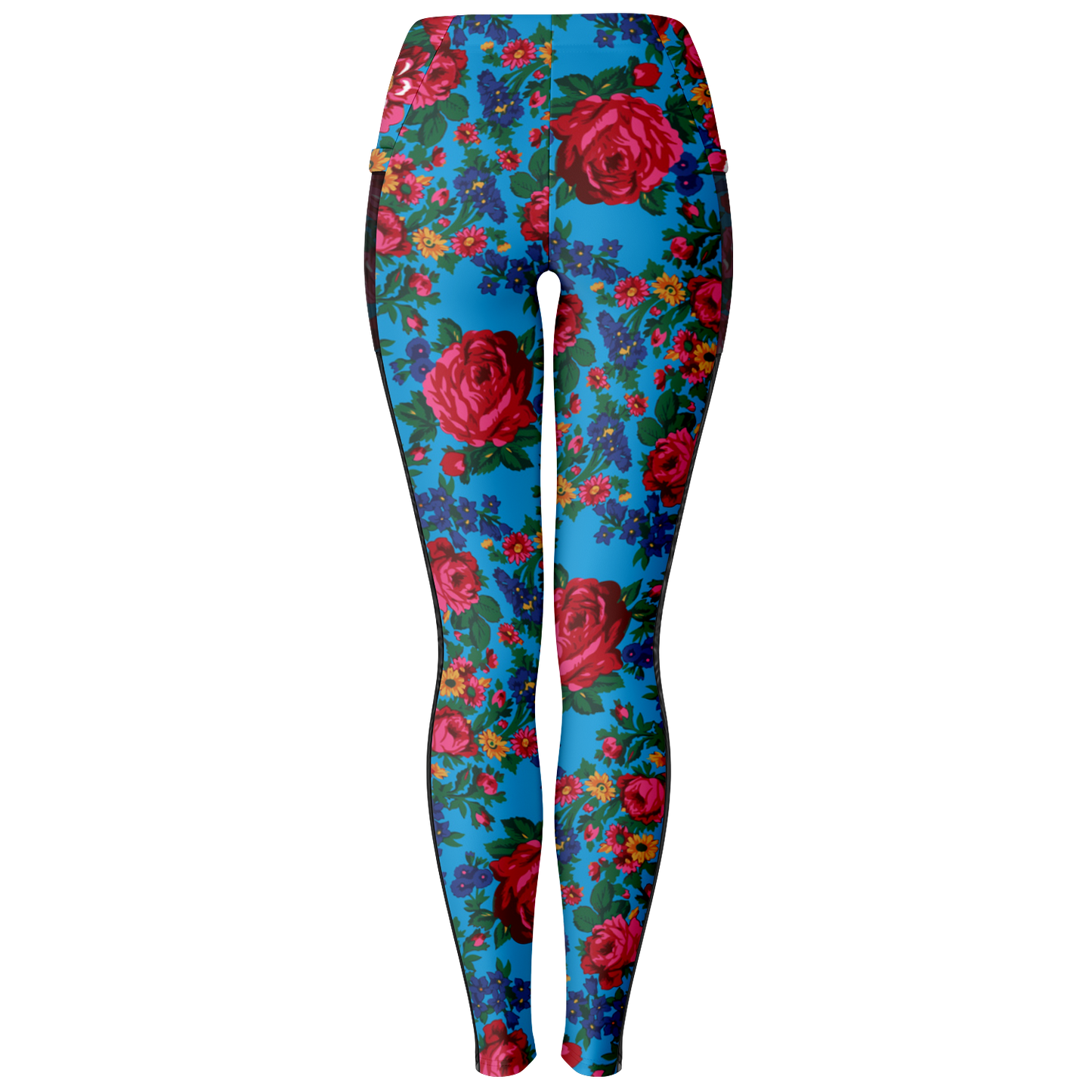 Kokum Floral (Blue) - Side Mesh with Pocket Legging
