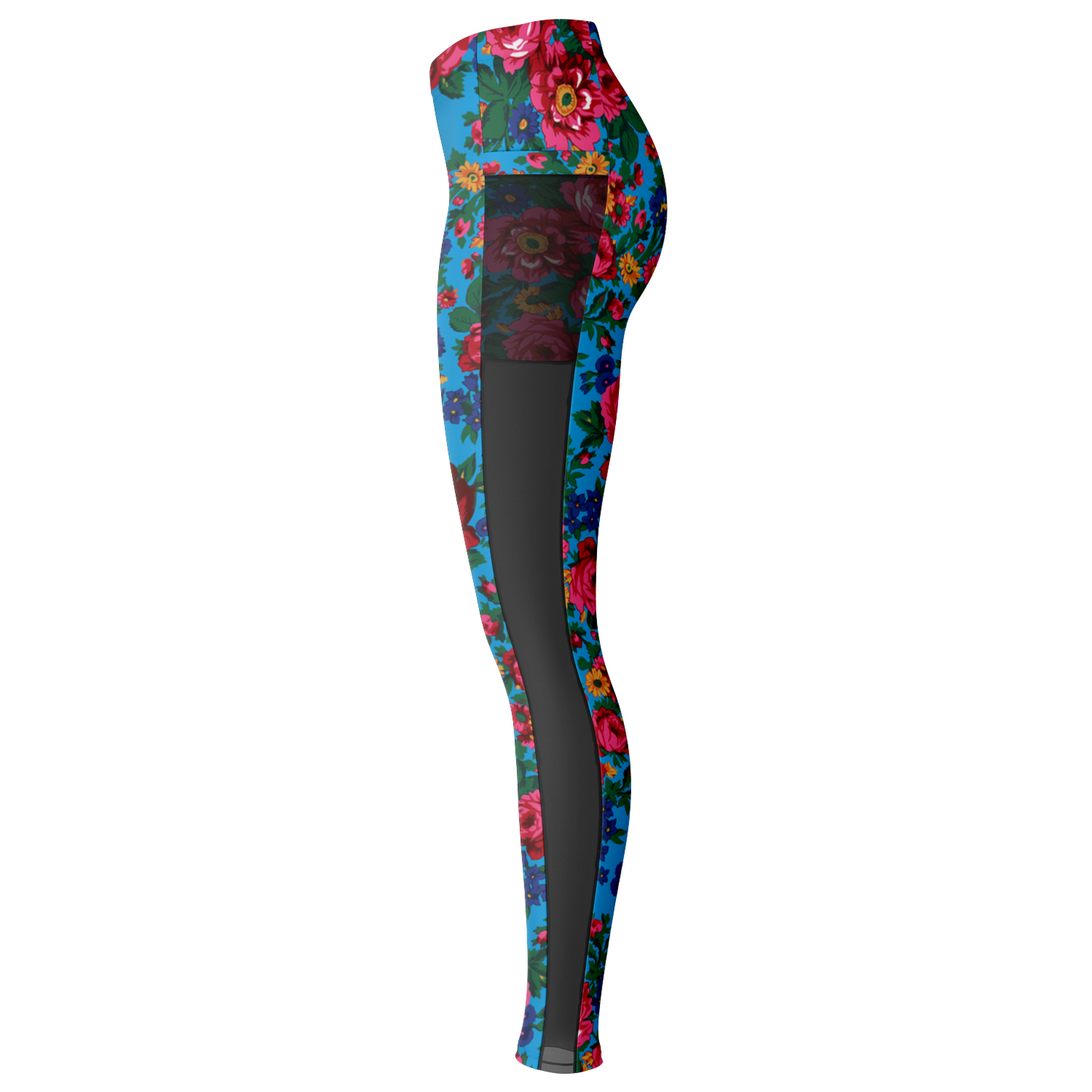 Kokum Floral (Blue) - Side Mesh with Pocket Legging