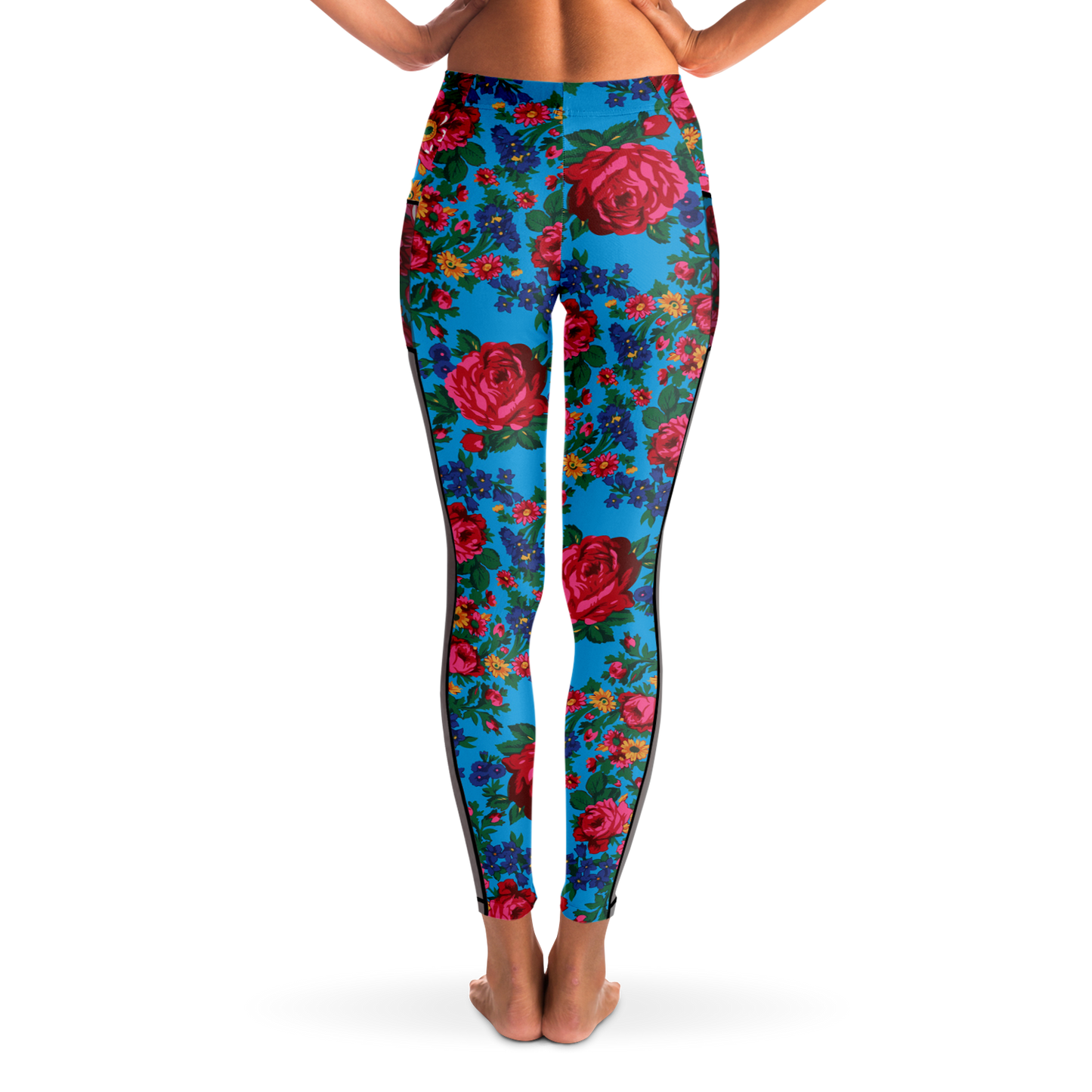 Kokum Floral (Blue) - Side Mesh with Pocket Legging
