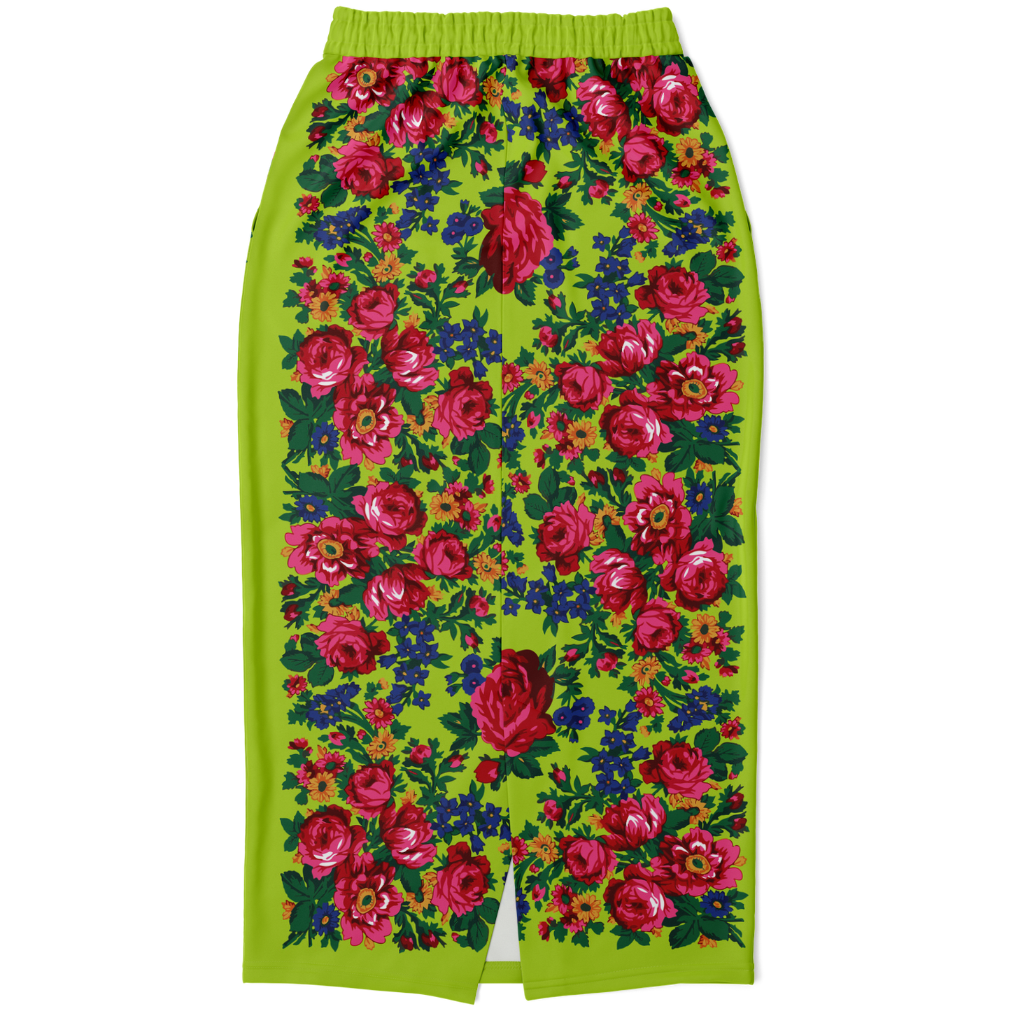 Kokum Floral (Lime Green) - Athletic Midi Skirt