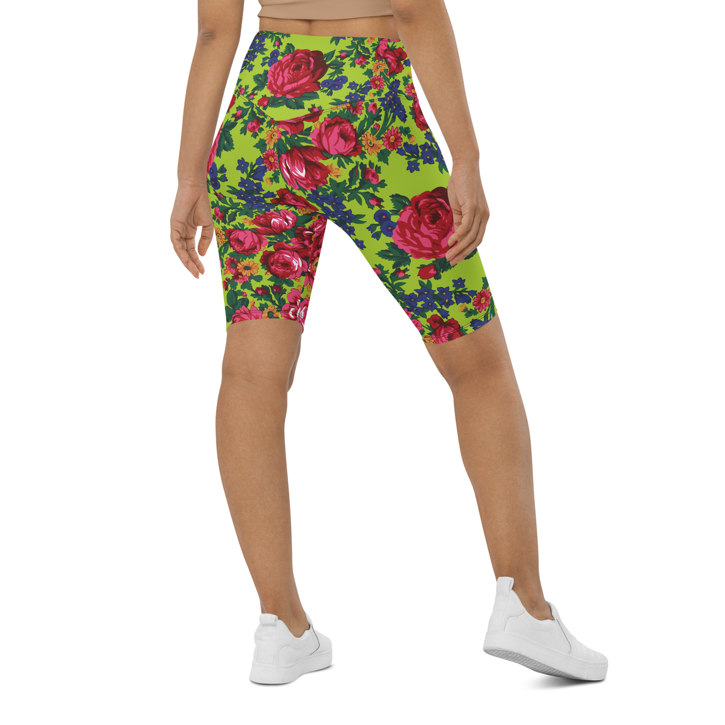 Kokum Floral (Lime Green) - Bike Shorts