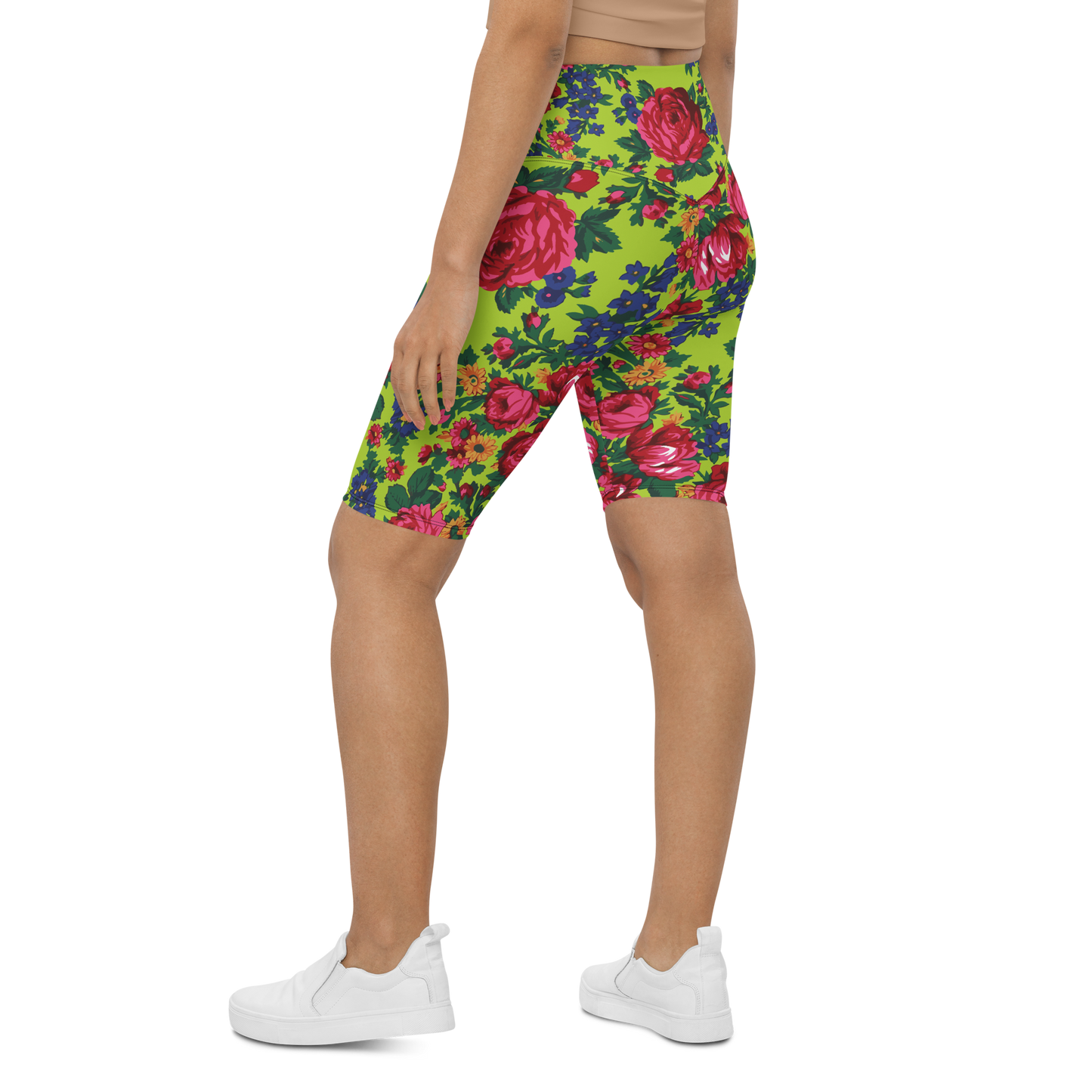 Kokum Floral (Lime Green) - Bike Shorts