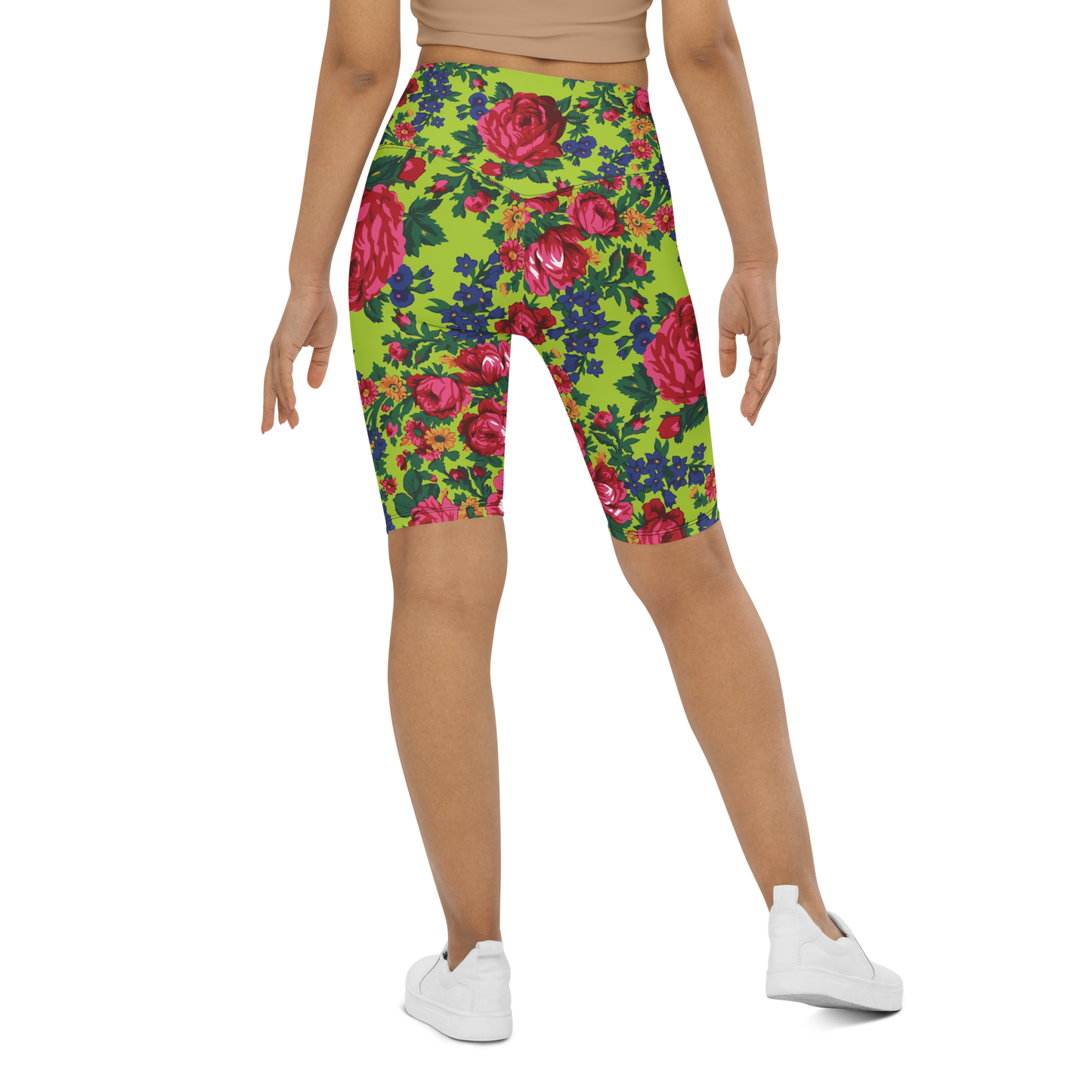 Kokum Floral (Lime Green) - Bike Shorts