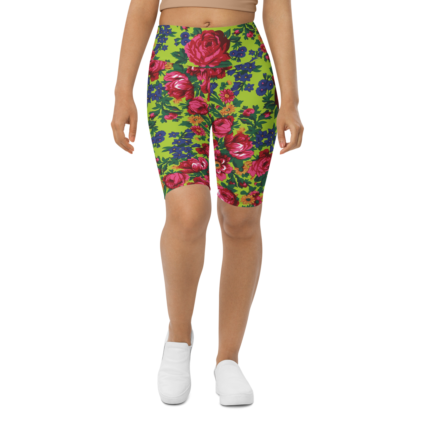 Kokum Floral (Lime Green) - Bike Shorts
