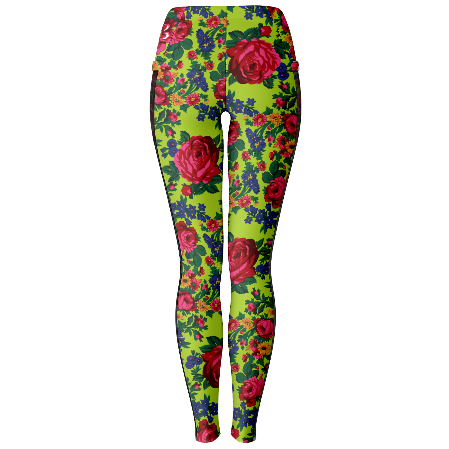 Kokum Floral (Lime Green) - Side Mesh with Pocket Legging