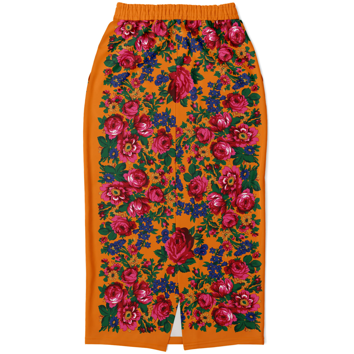 Kokum Floral (Orange) - Athletic Midi Skirt