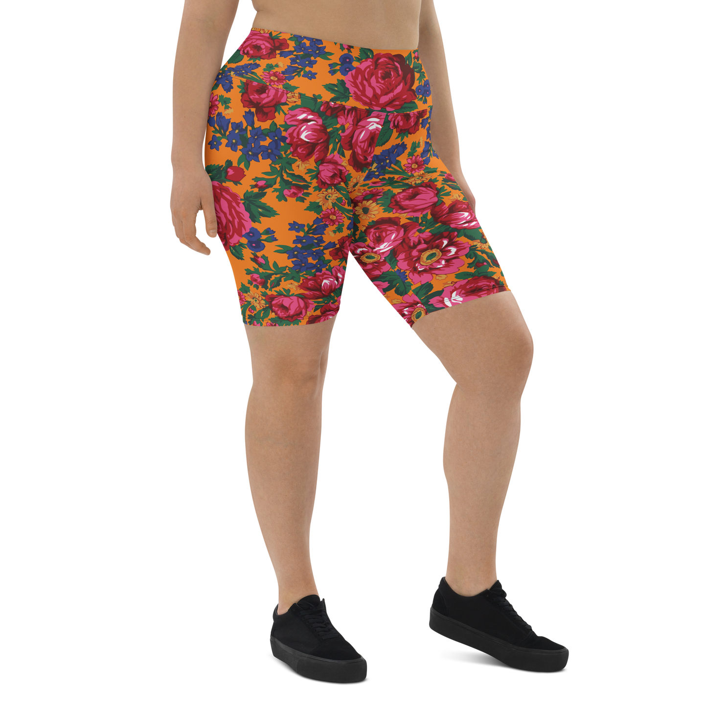 Kokum Floral (Orange) - Bike Shorts