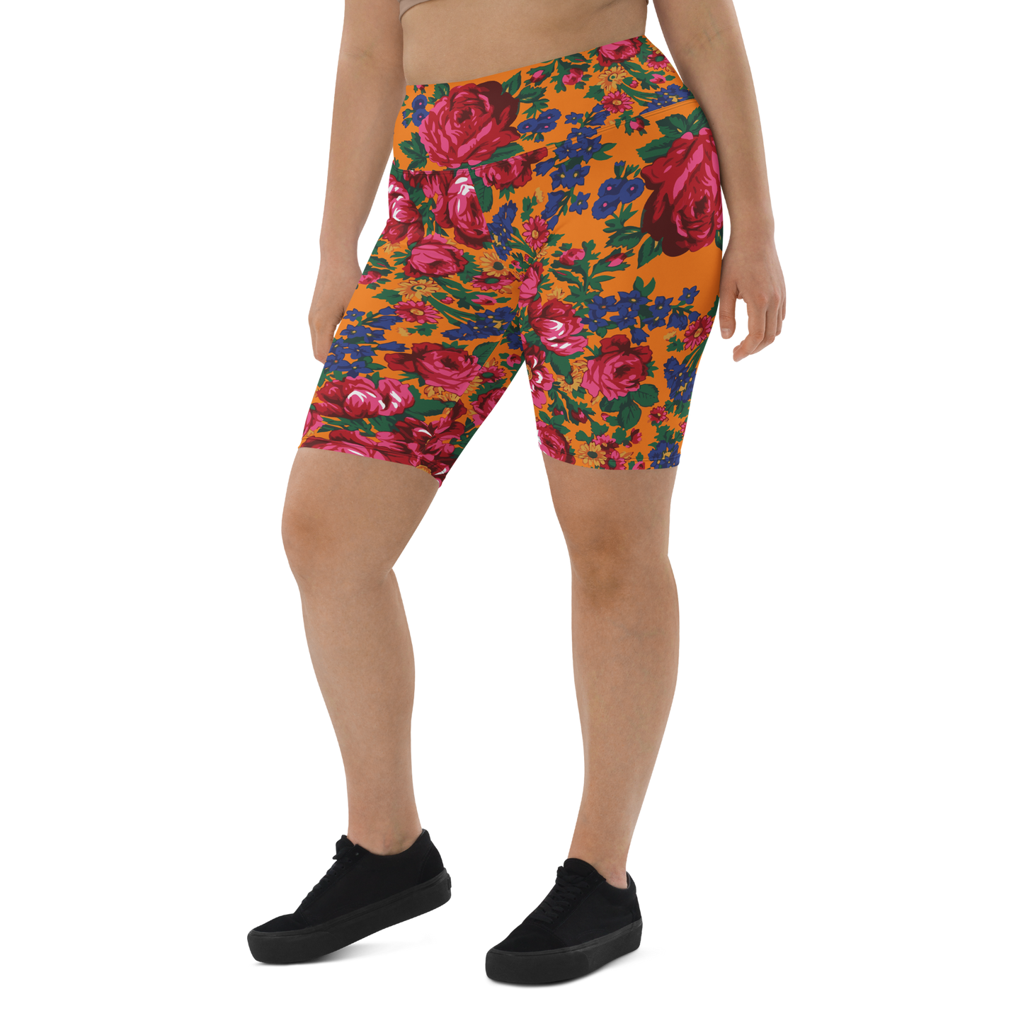 Kokum Floral (Orange) - Bike Shorts