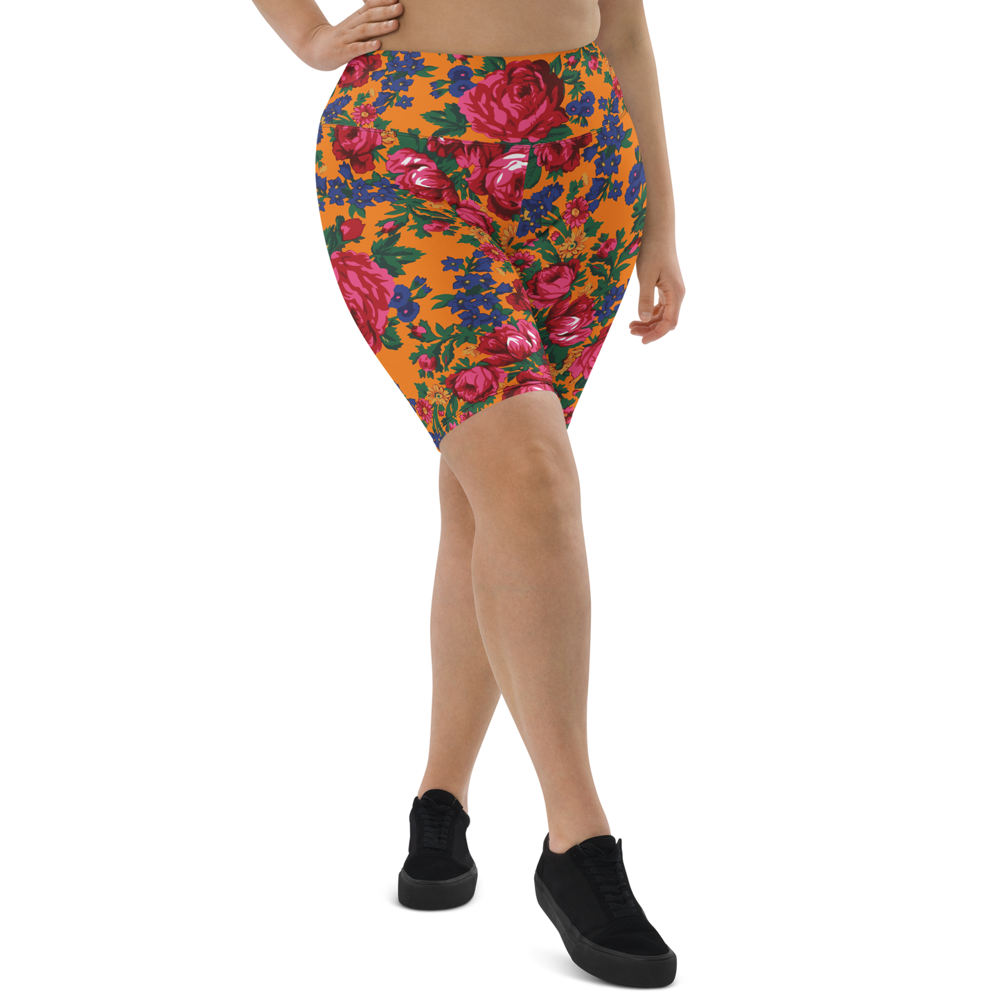 Kokum Floral (Orange) - Bike Shorts