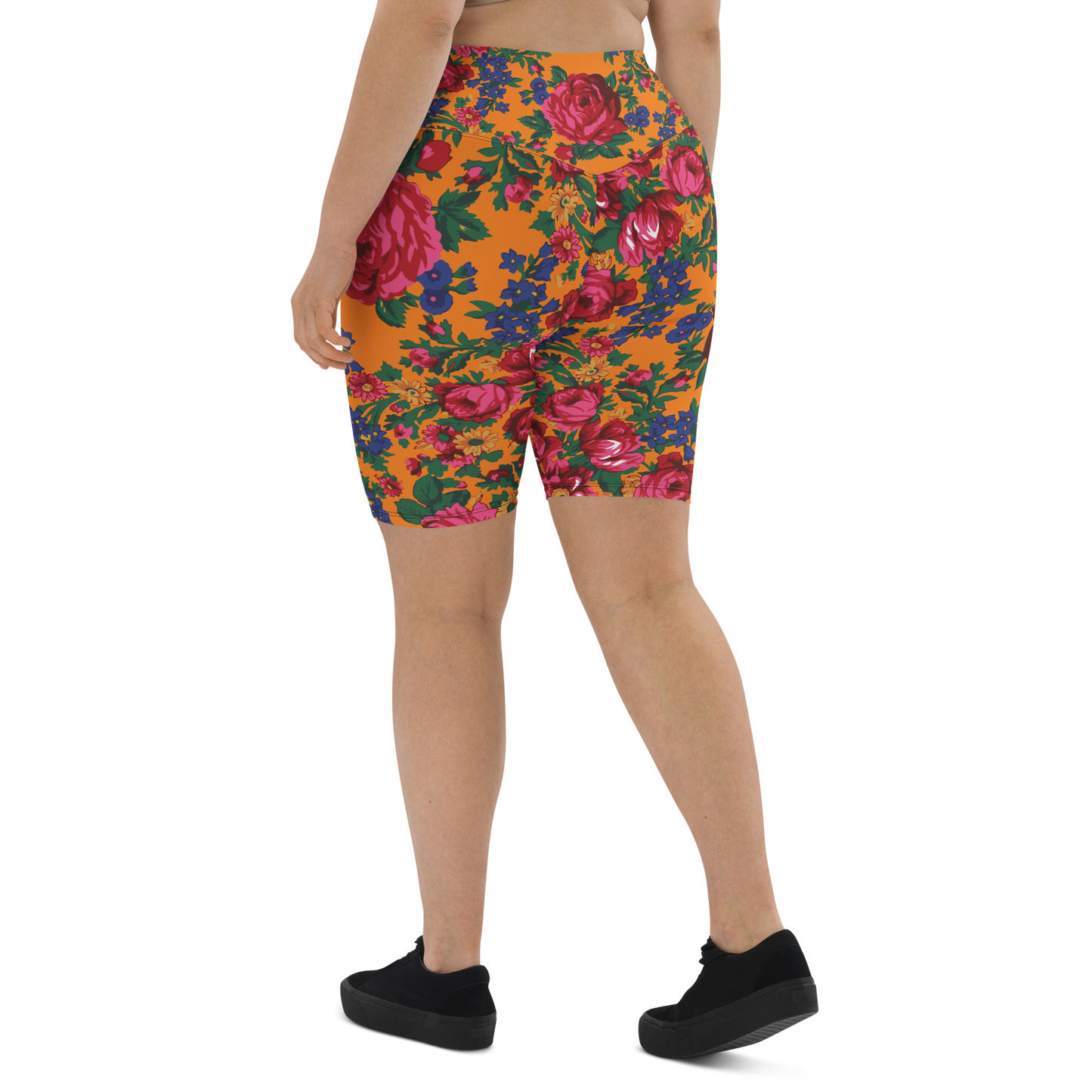 Kokum Floral (Orange) - Bike Shorts
