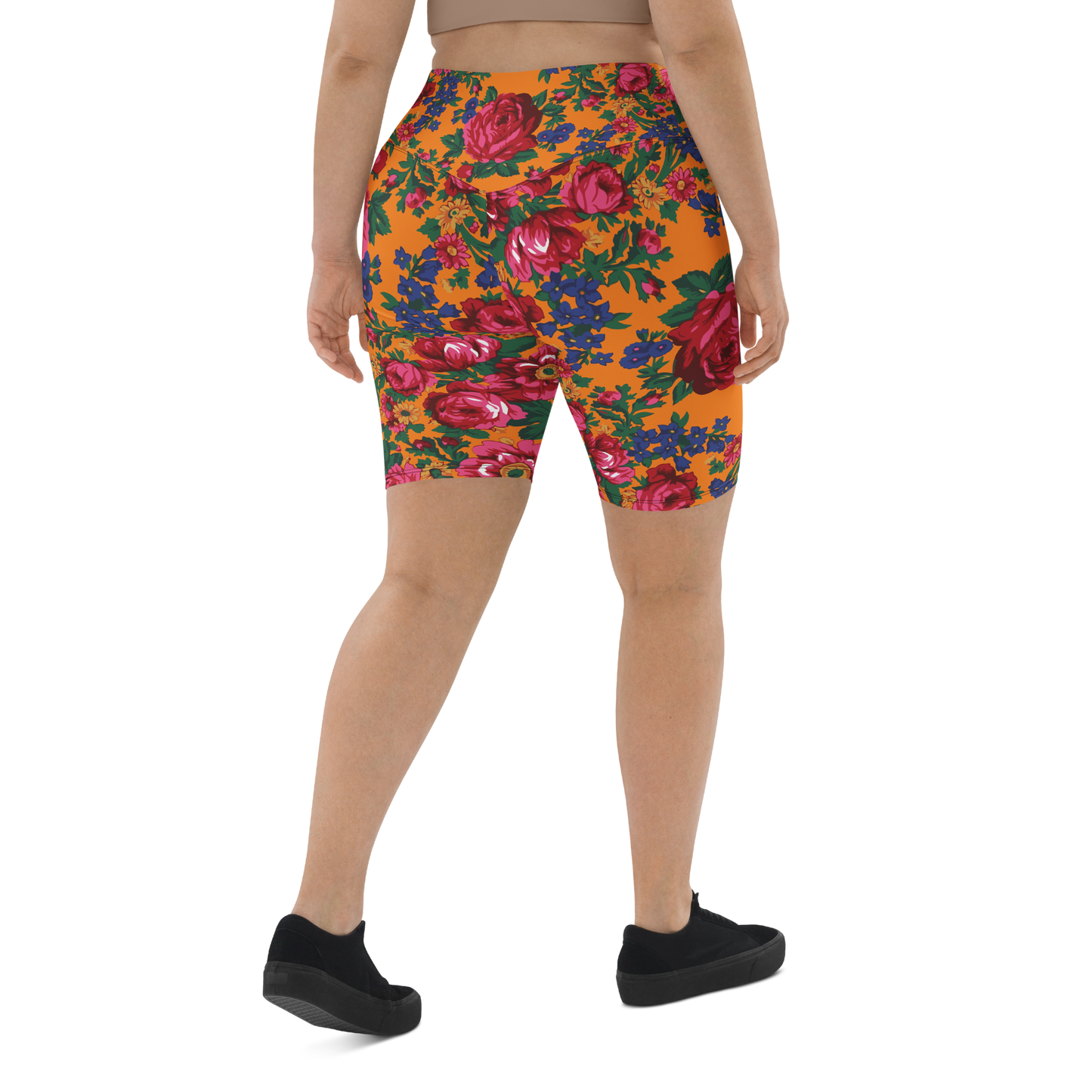 Kokum Floral (Orange) - Bike Shorts