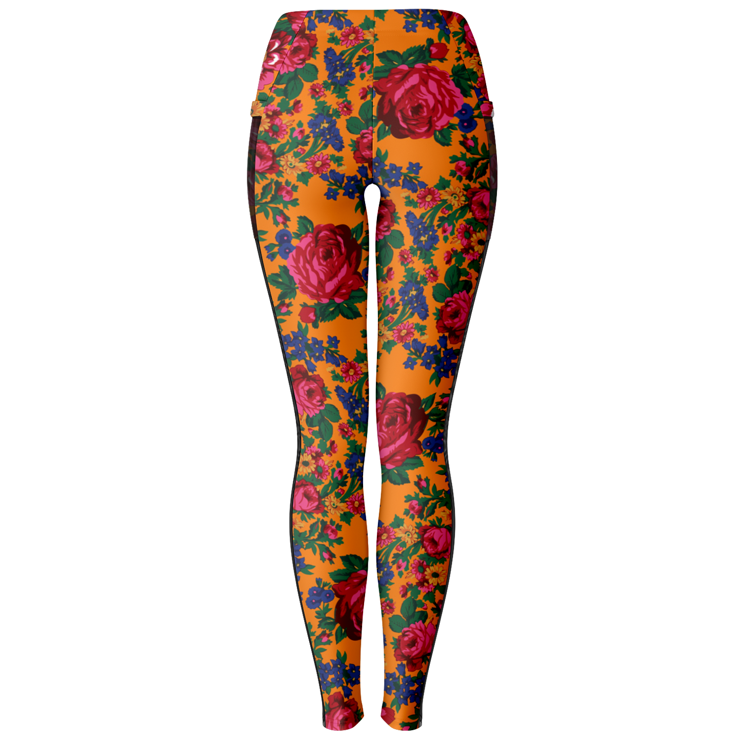 Kokum Floral (Orange) - Side Mesh with Pocket Legging