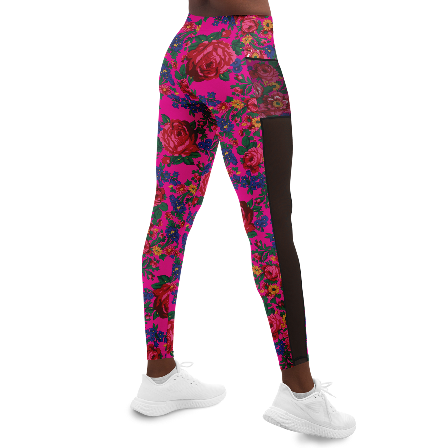 Kokum Floral (Pink) - Side Mesh with Pocket Legging