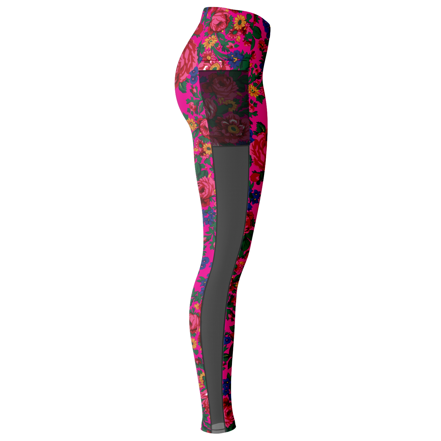 Kokum Floral (Pink) - Side Mesh with Pocket Legging