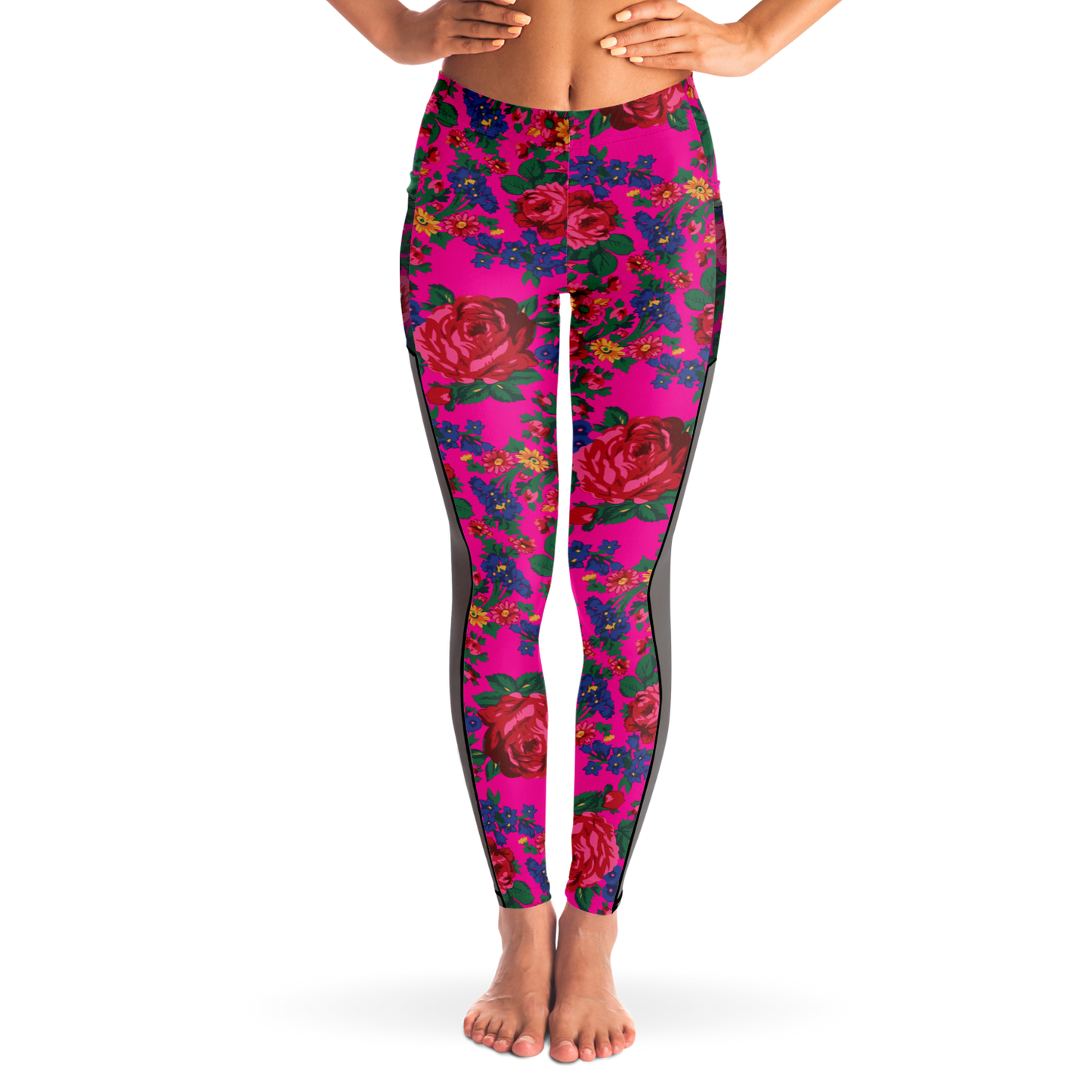Kokum Floral (Pink) - Side Mesh with Pocket Legging