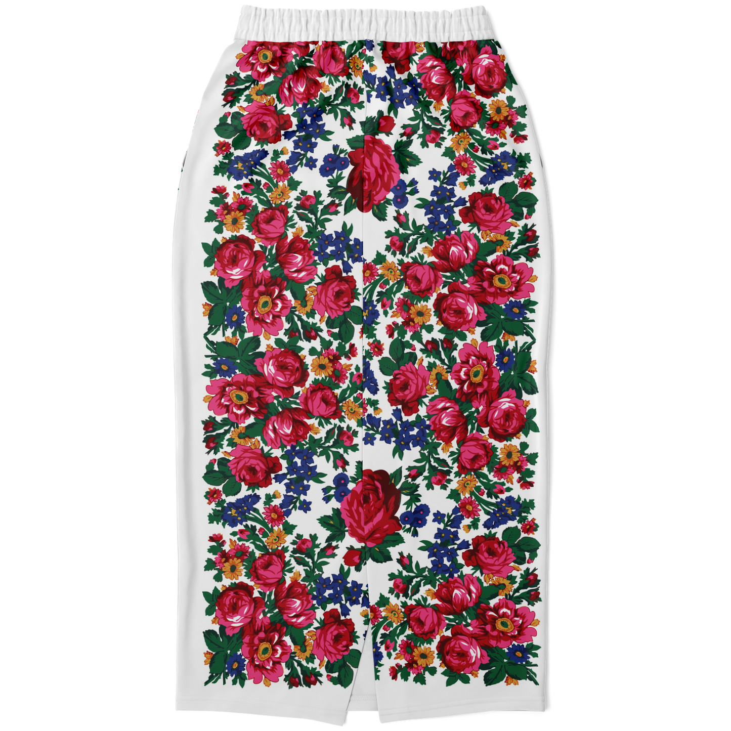 Kokum Floral (White) - Athletic Midi Skirt
