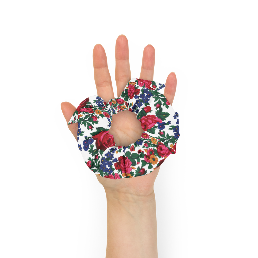 Kokum Floral (White) - Hair Scrunchie