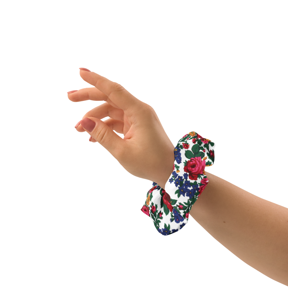 Kokum Floral (White) - Hair Scrunchie