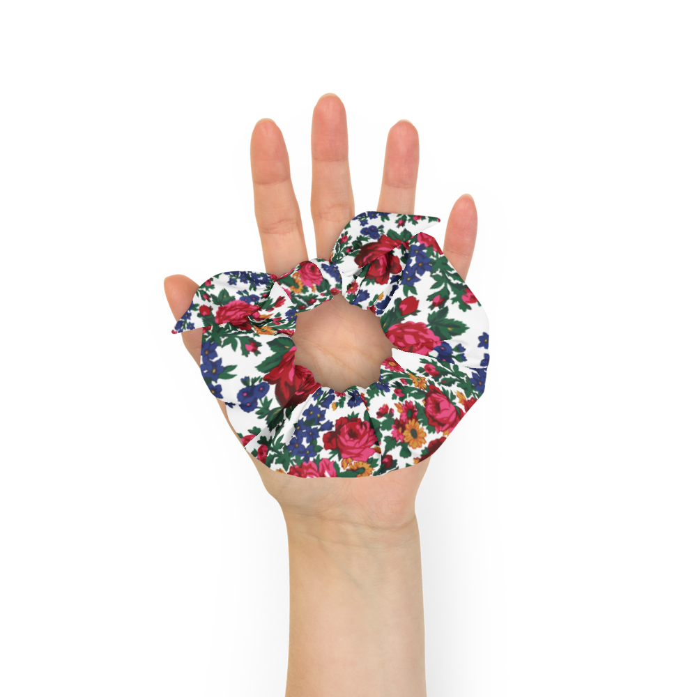 Kokum Floral (White) - Hair Scrunchie
