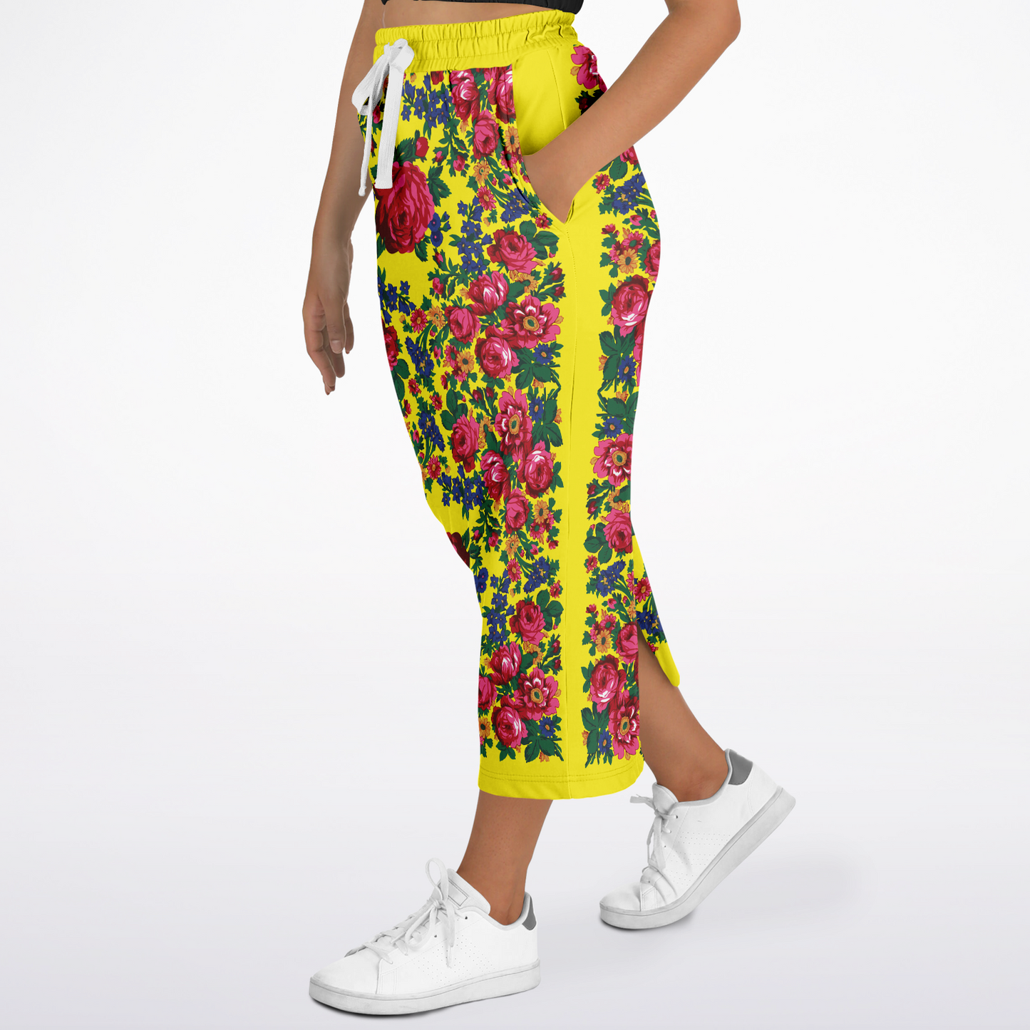 Kokum Floral (Yellow) - Athletic Midi Skirt