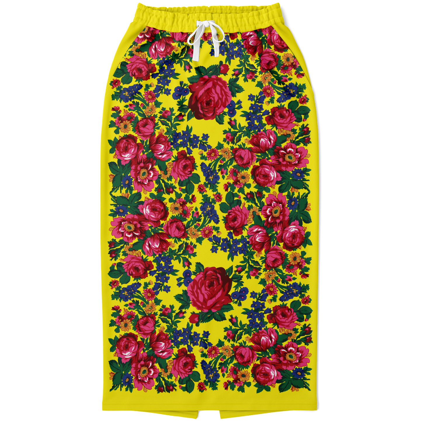 Kokum Floral (Yellow) - Athletic Midi Skirt