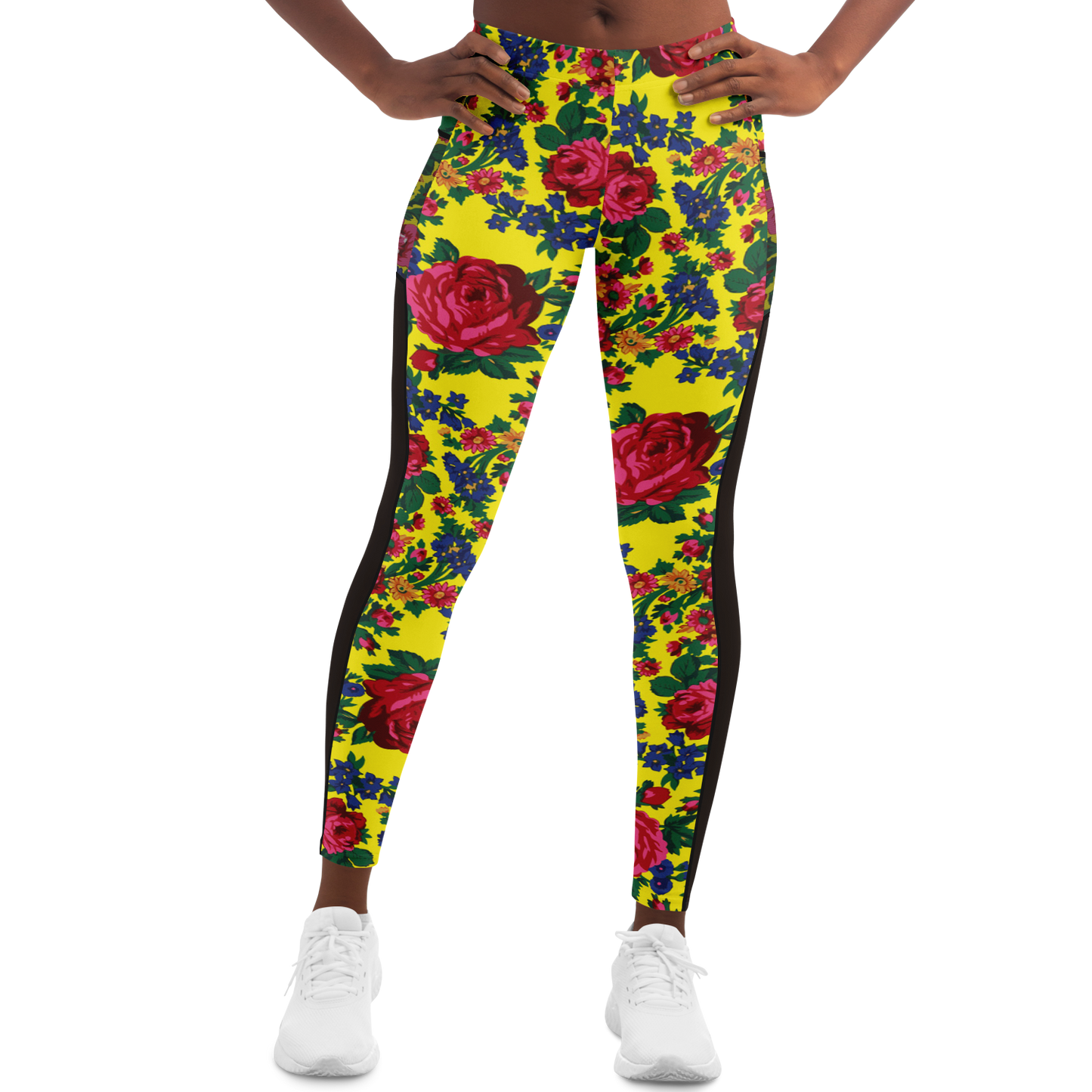 Kokum Floral (Yellow) - Side Mesh with Pocket Legging