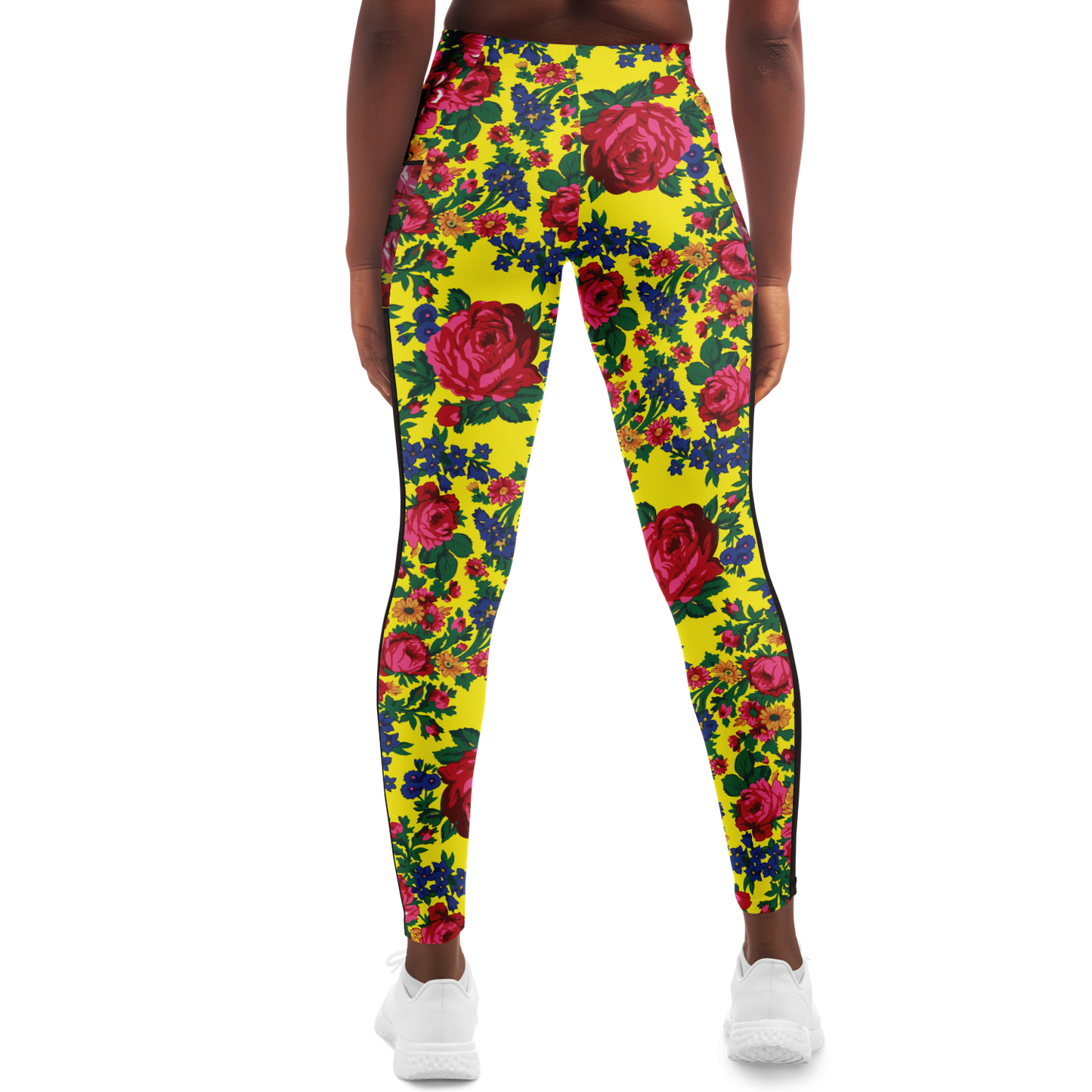 Kokum Floral (Yellow) - Side Mesh with Pocket Legging