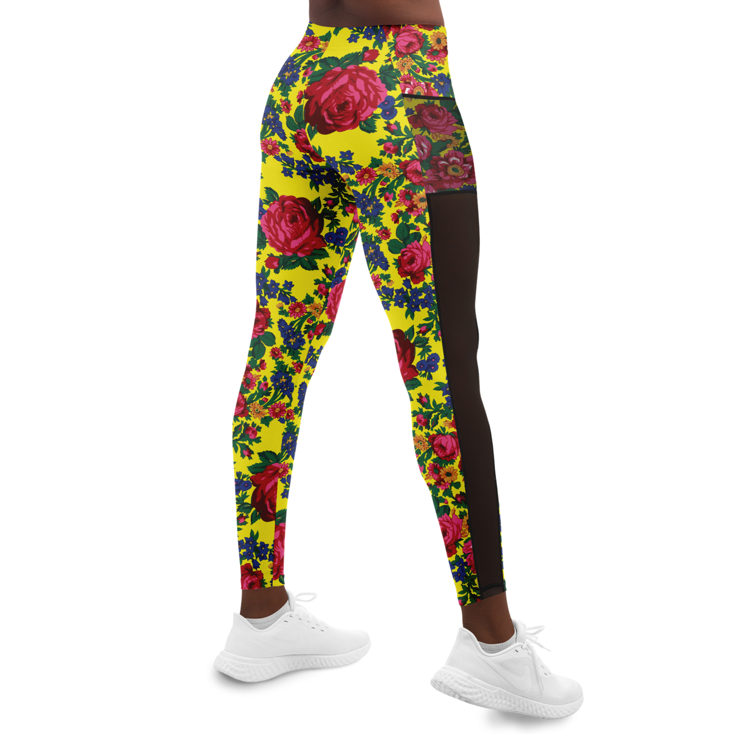 Kokum Floral (Yellow) - Side Mesh with Pocket Legging