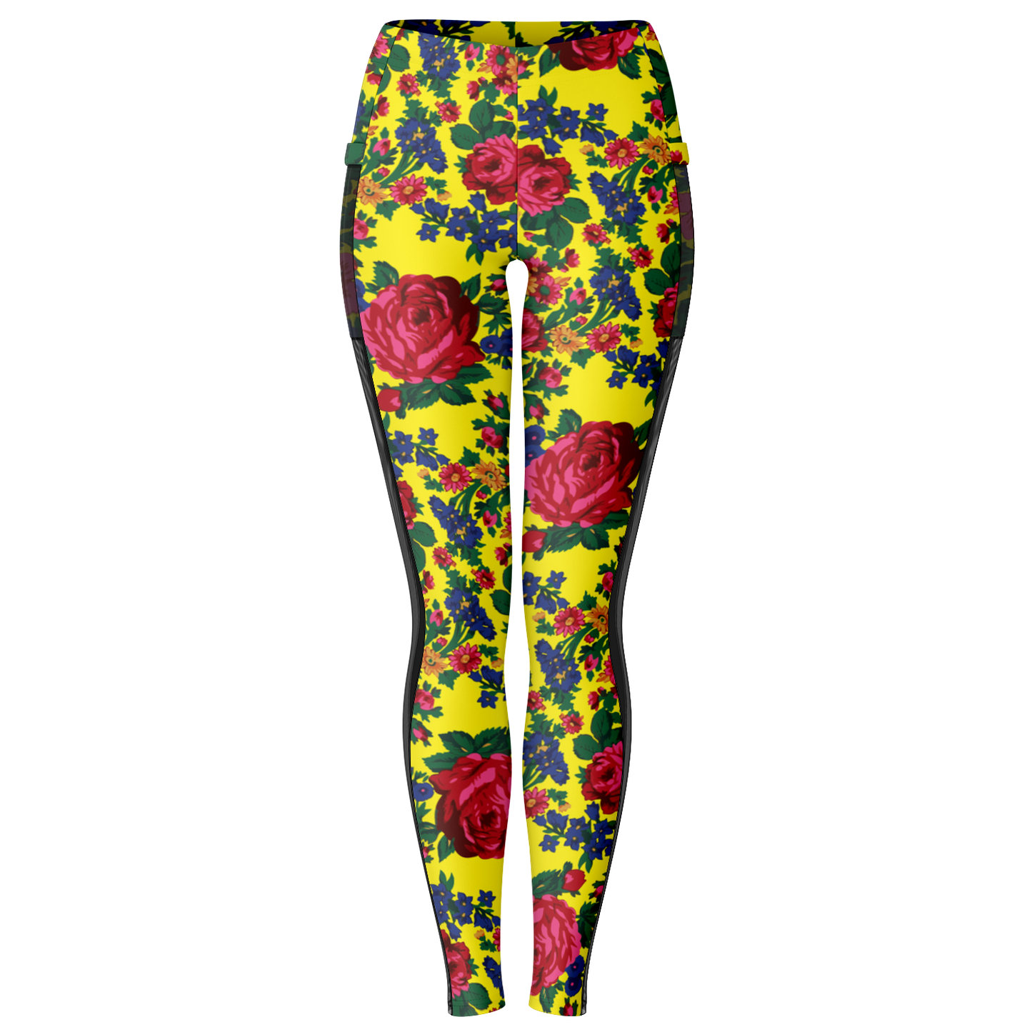 Kokum Floral (Yellow) - Side Mesh with Pocket Legging