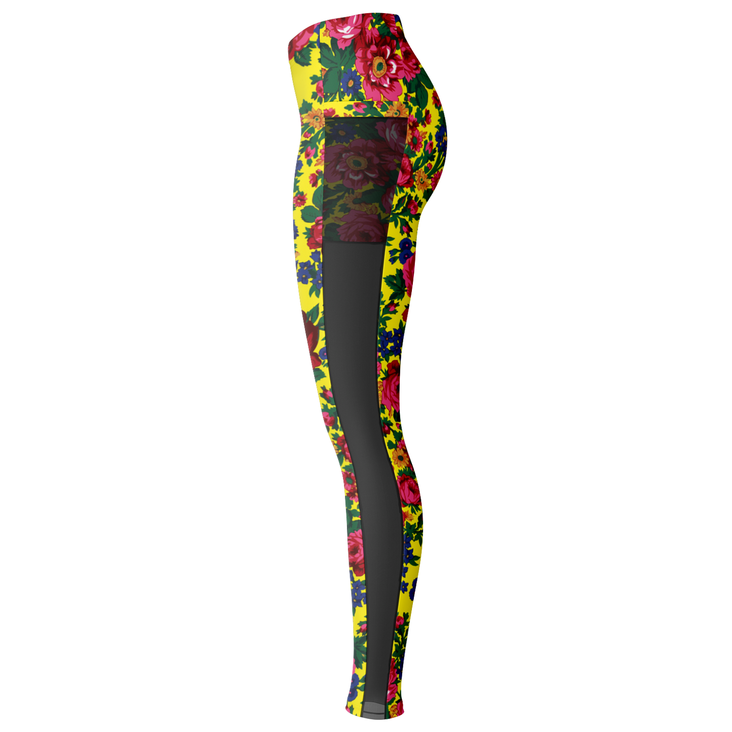 Kokum Floral (Yellow) - Side Mesh with Pocket Legging