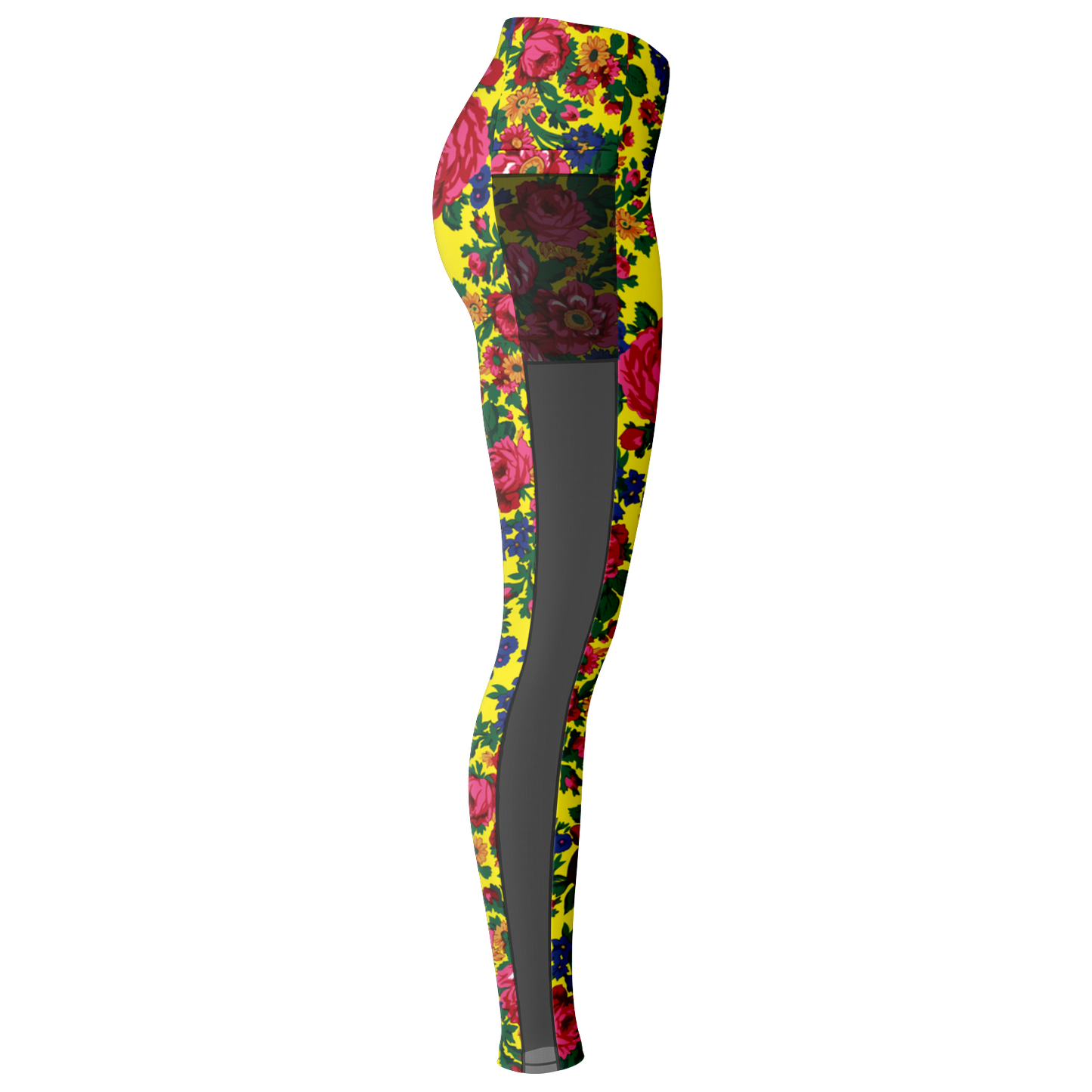 Kokum Floral (Yellow) - Side Mesh with Pocket Legging